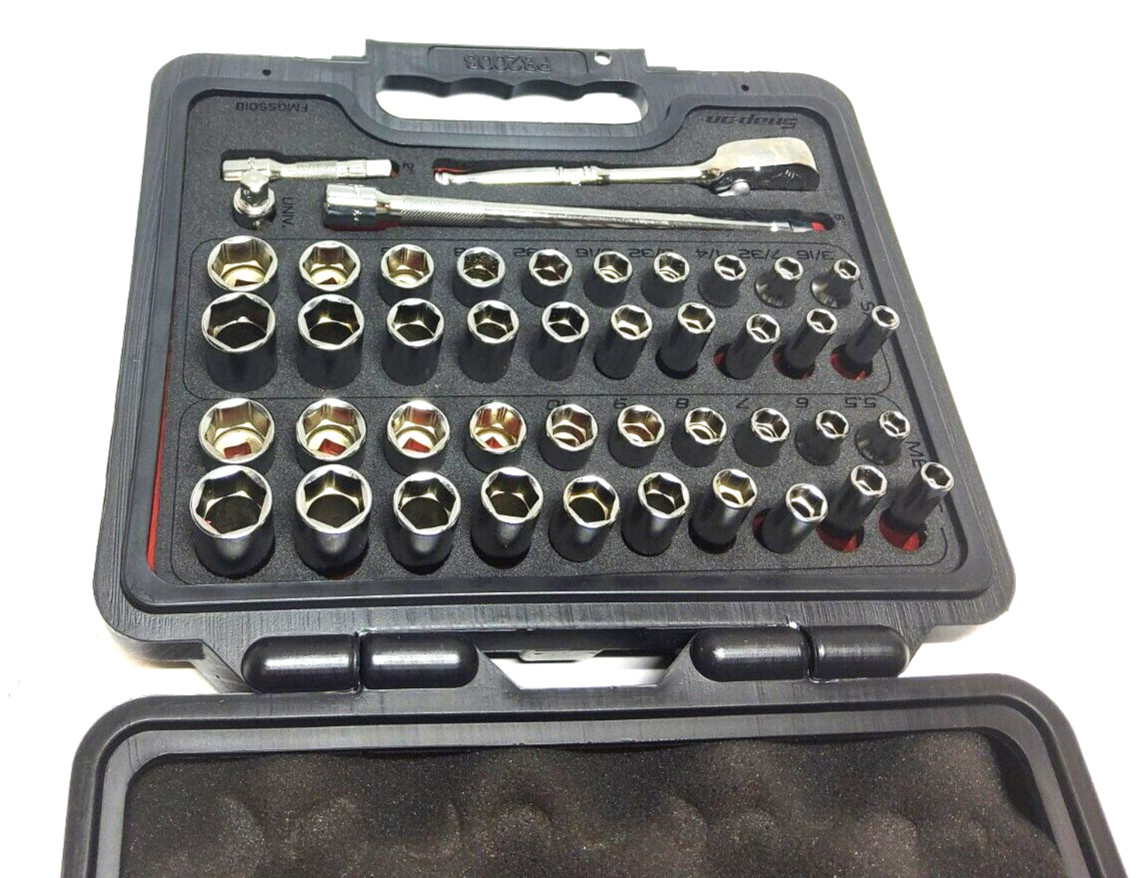 New Snap-on™ 1/4″ drive 44-pc 144TMPBFR 6-pt METRIC SAE General Service Foam Set