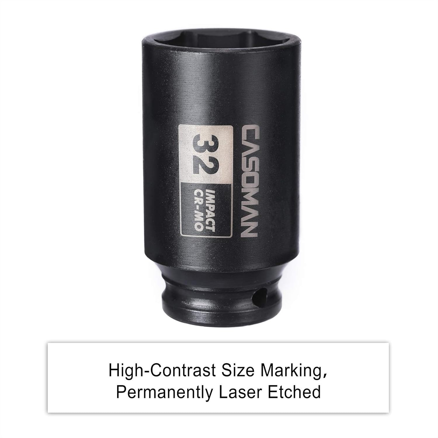 Durable 1/2 Inch Drive 32 mm Deep Socket – ANSI Certified with Laser Etched Size