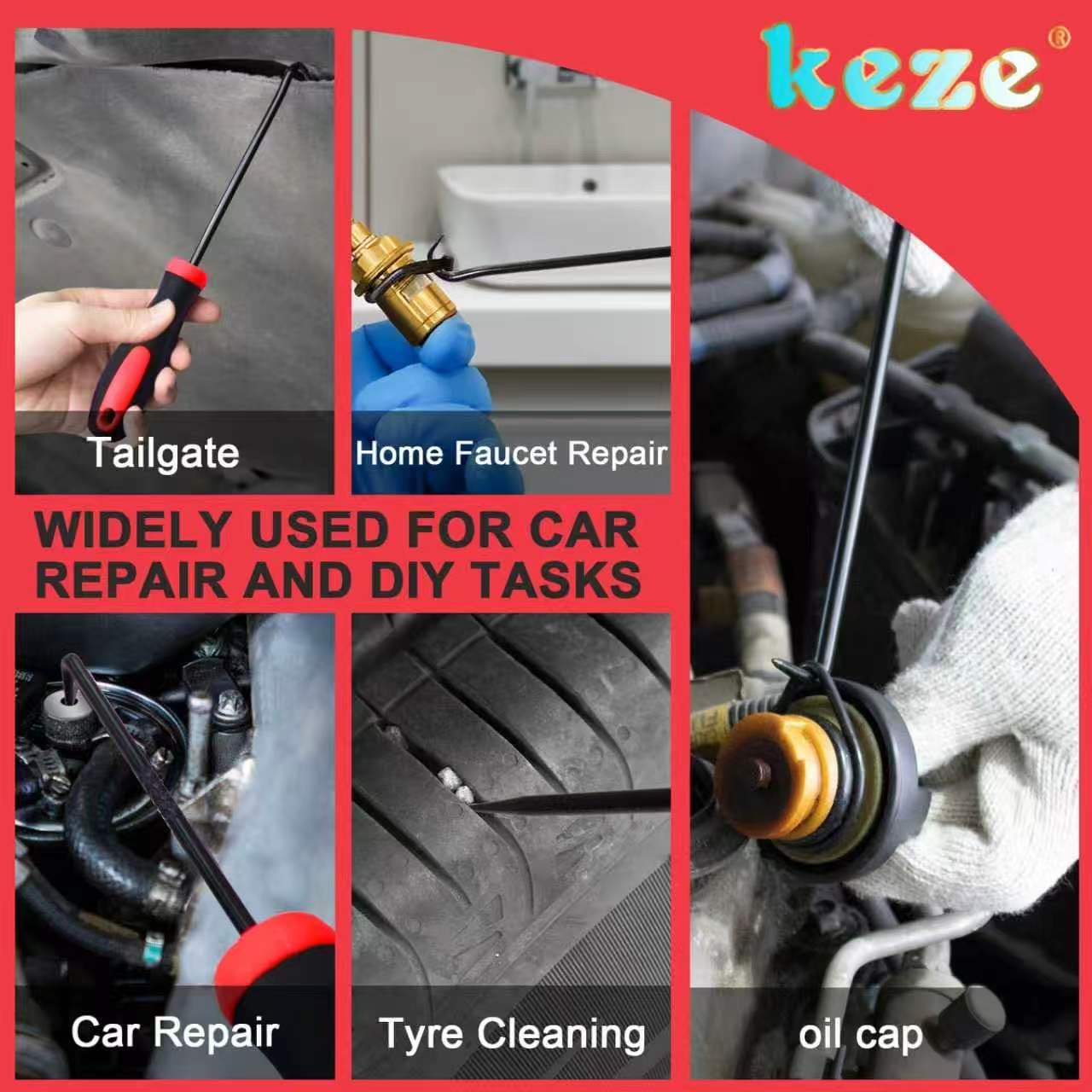Keze 12 Pcs Pick and Hook Tool Set Includes Long & Black-12