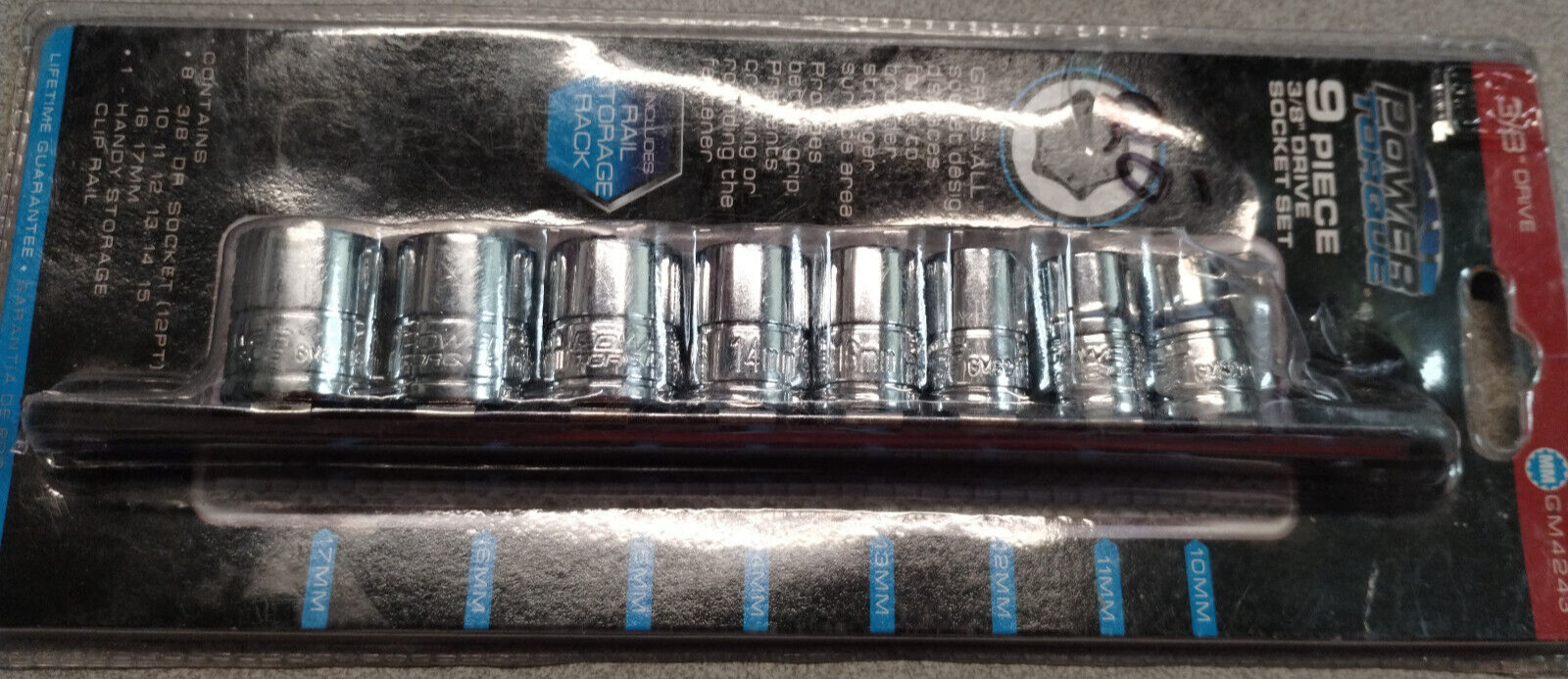 Power Torque 3/8 Dr 9 Pc Set GM4243 Sizes In Pictures.(E)