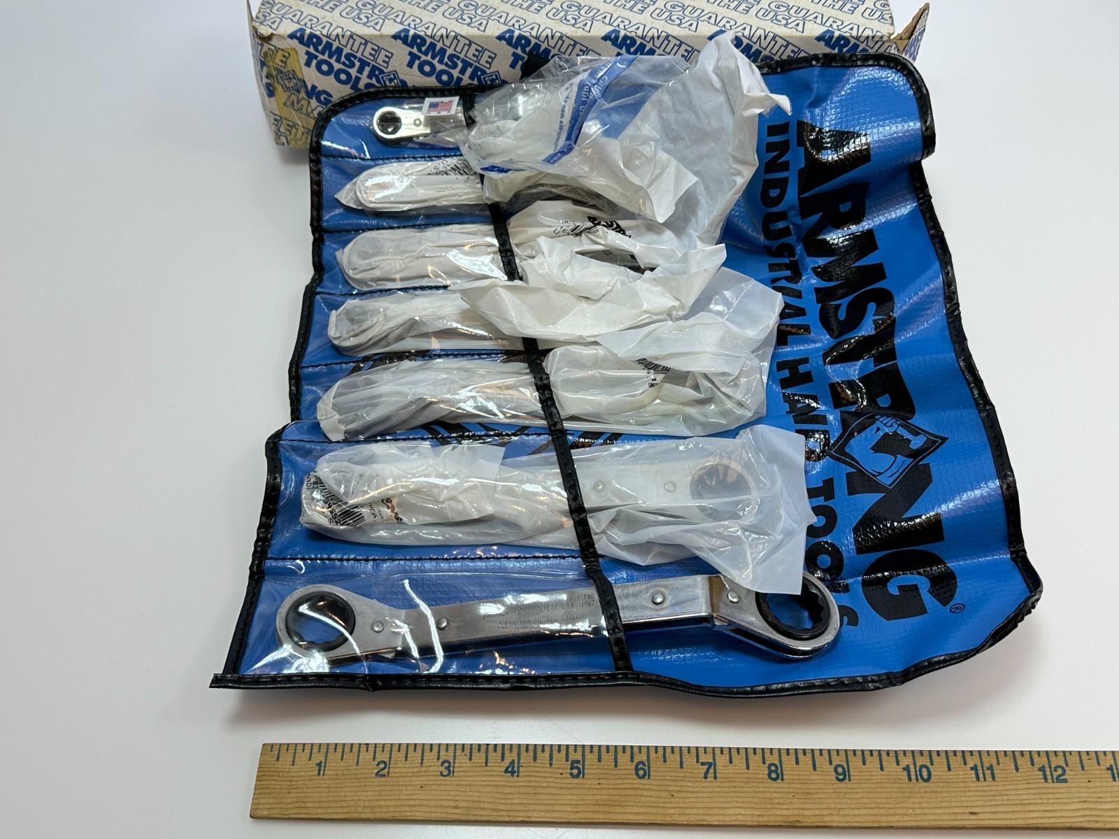 NOS Armstrong Tools USA 54-655 7pc Metric 7mm-21mm Offset Ratcheting Wrench Set