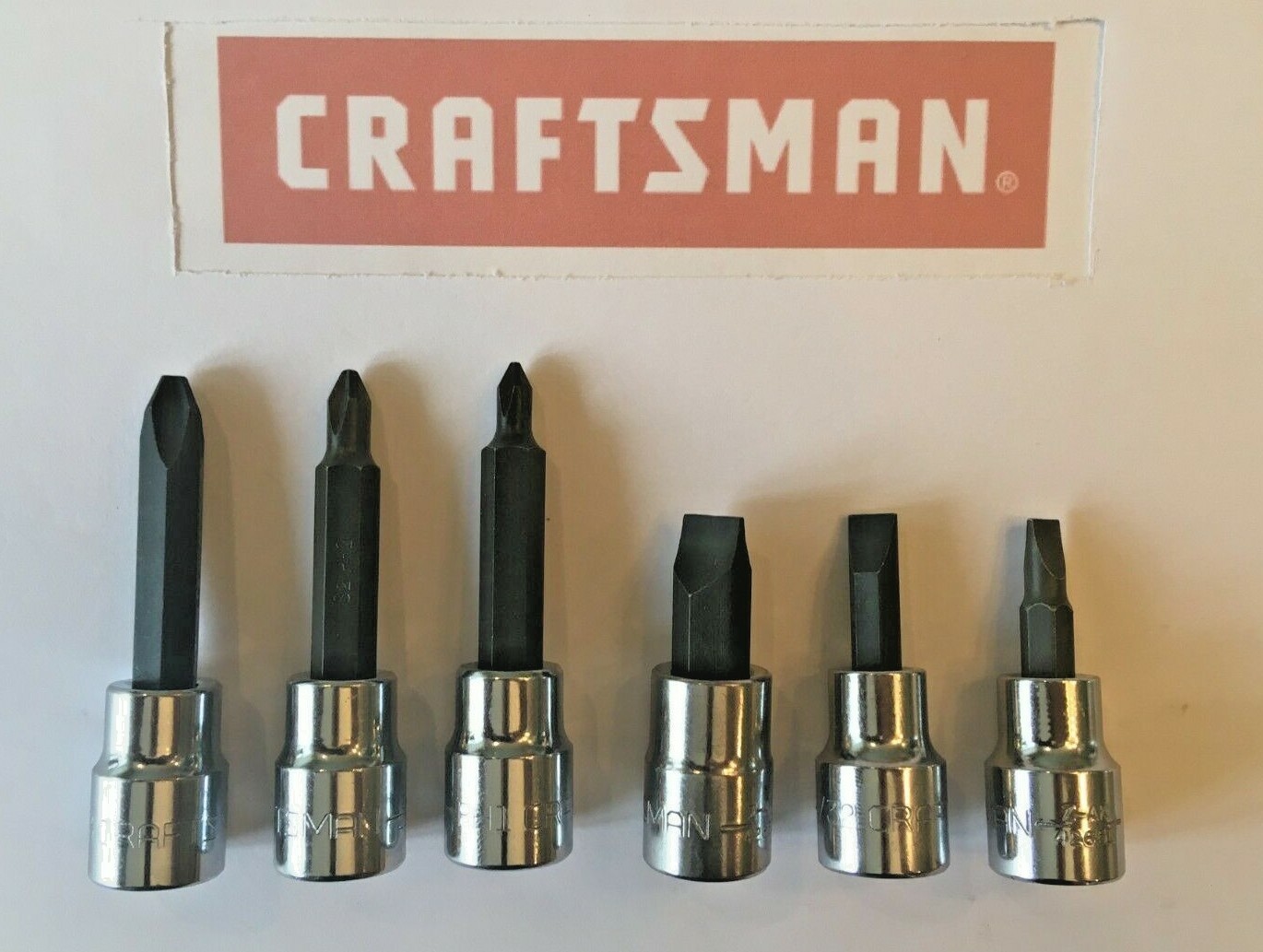 Craftsman Screwdriver Bit Socket Set Phillips Flat 3/8″ Drive 6pc P1 P2 P3