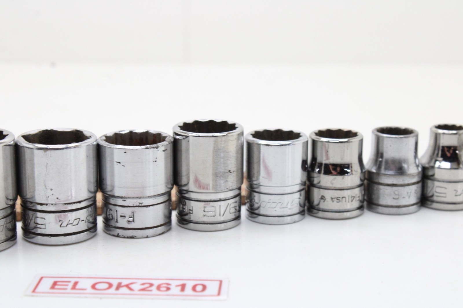 Snap-on F081 – F281 1/4-7/8″ 3/8″ Drive 12 Point 12 Piece SAE Chrome Set USA
