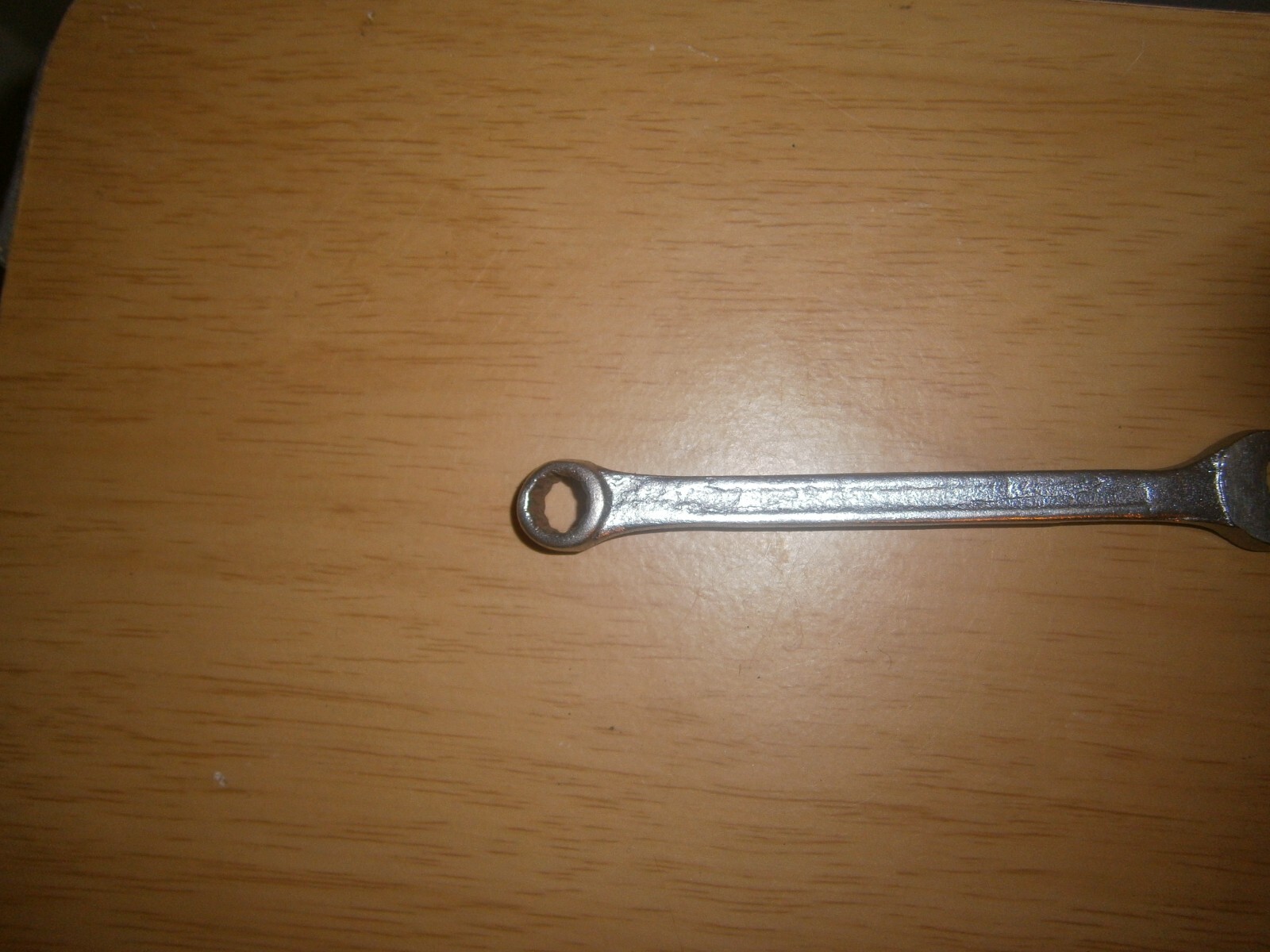 Vintage silver tone spanner. 8mm both ends.(E6c)