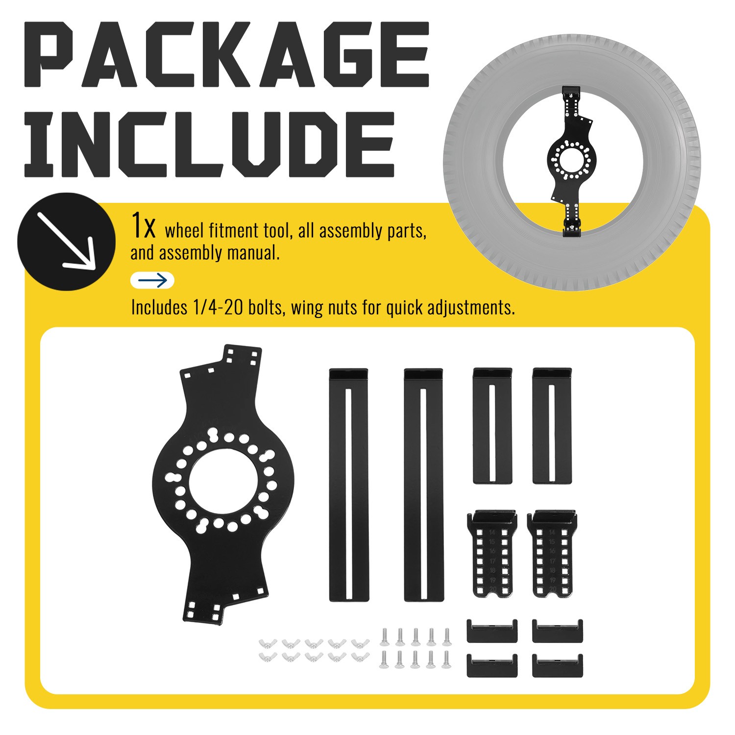 5-Lug Pattern 14″-22″Wheel Fitment Simulator Tool Tire Size For Measuring Mockup