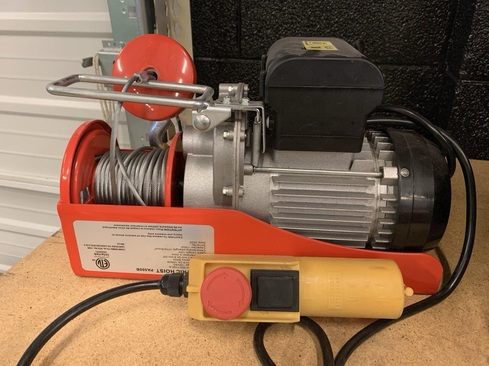 TESTED Intertek4006091 Electric Hoist PA500B Steel Winch 550/1100 LBS 120 VAC