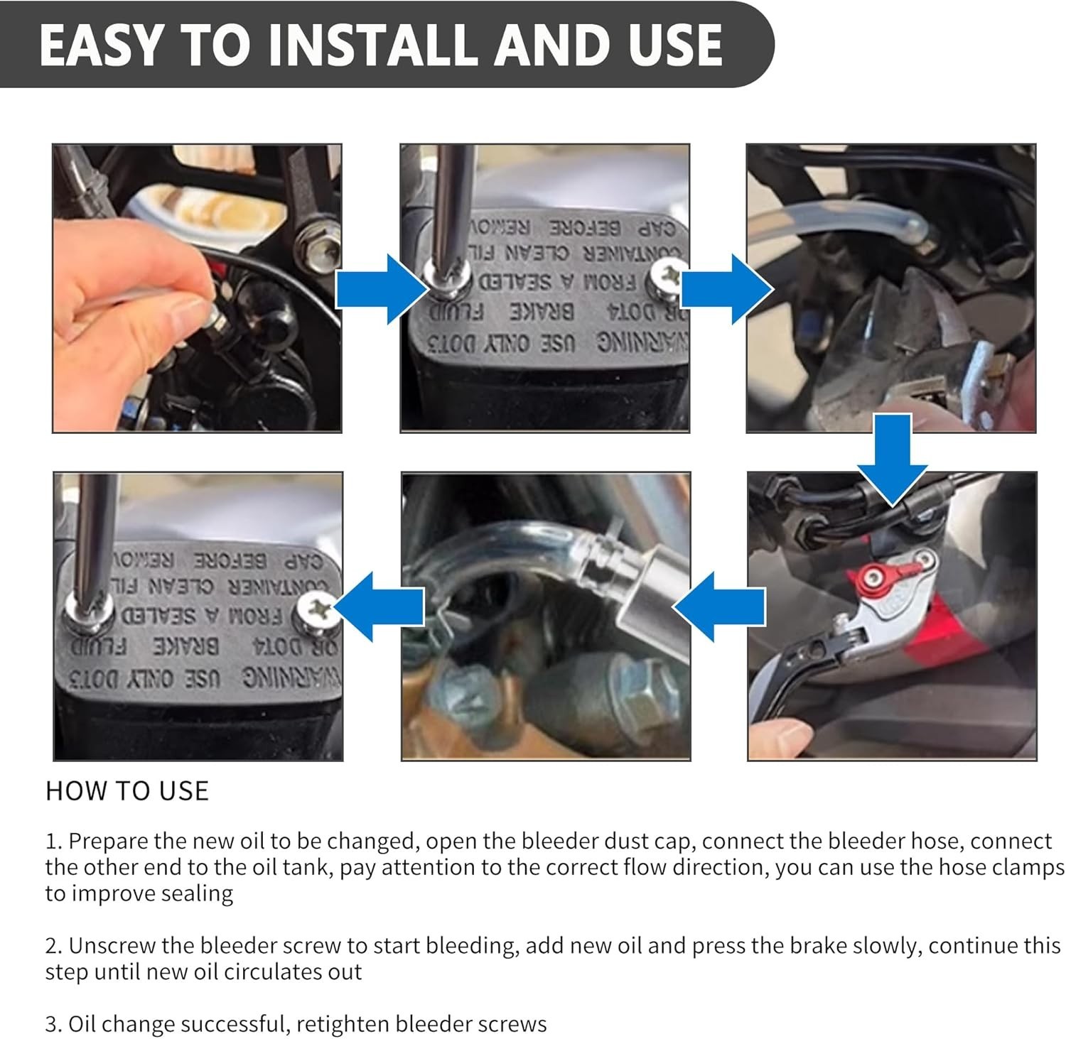 Efficient Brake Fluid Bleeder Kit – 1 Set with Hoses and Check Valve Included