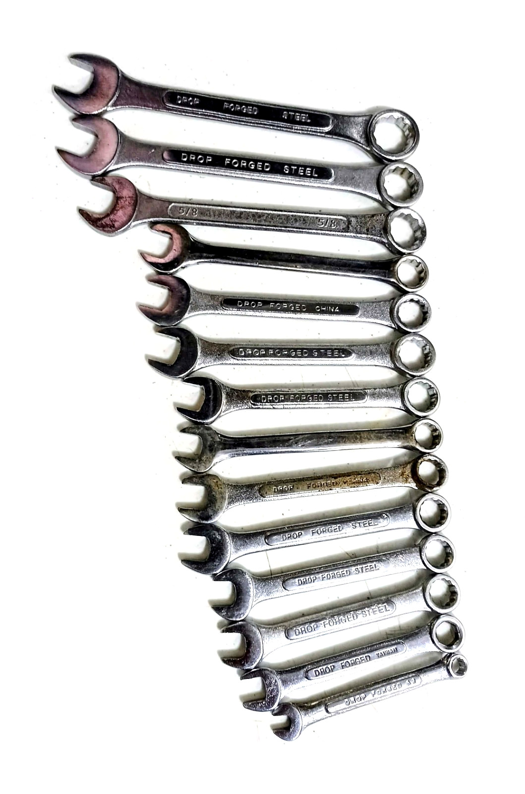 Mixed Lot of Forged Steel Combo12 point Wrench SAE 1/2 5/8 7/16 3/8 1/4 & Metric