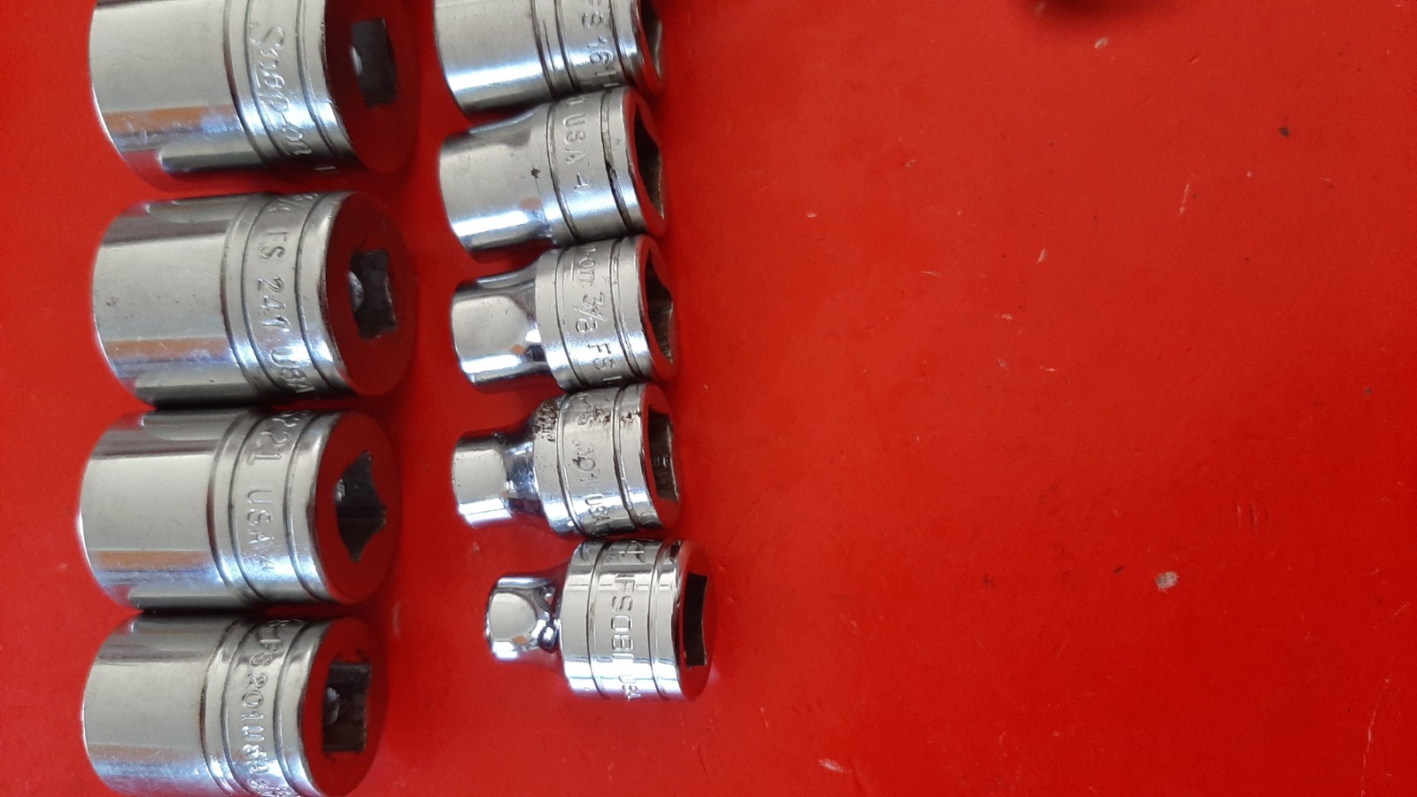 Snap-On FS 10-Pc. 5/16″ – 7/8″ SAE 3/8″ Drive 6pt Point Shallow Socket Set READ!
