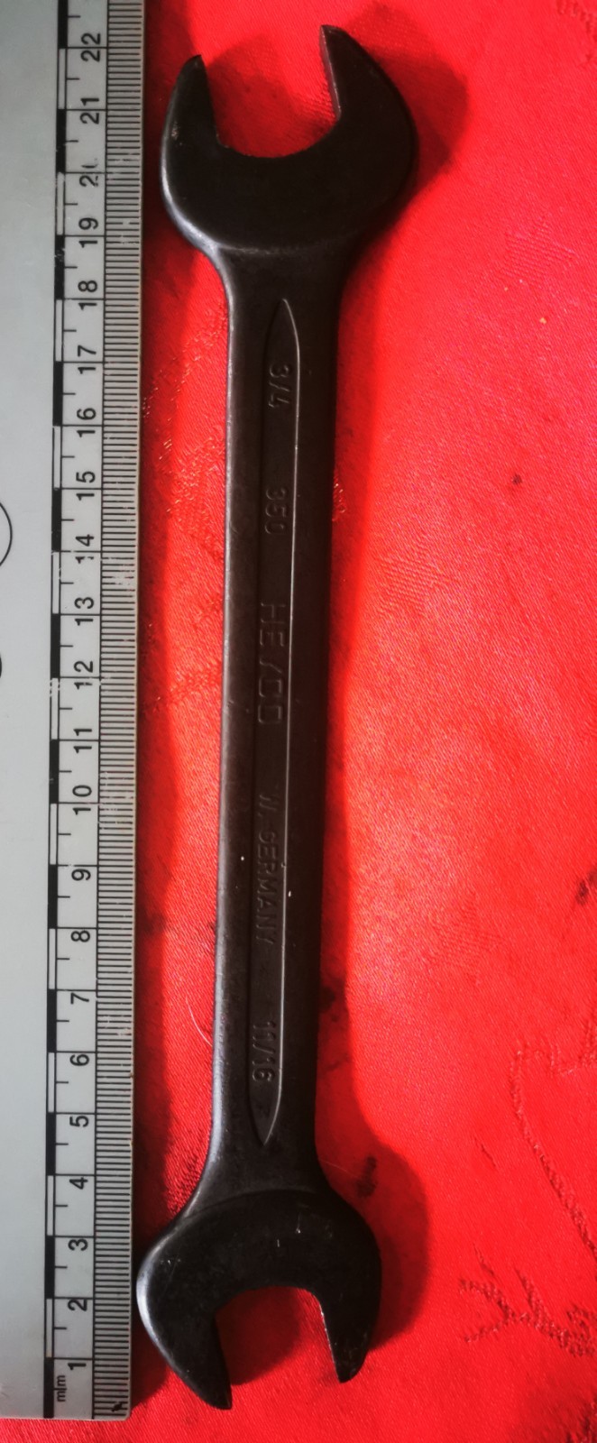 Heyco 11/16AF – 3/4AF Open Spanner Made In West Germany. Very good condition.