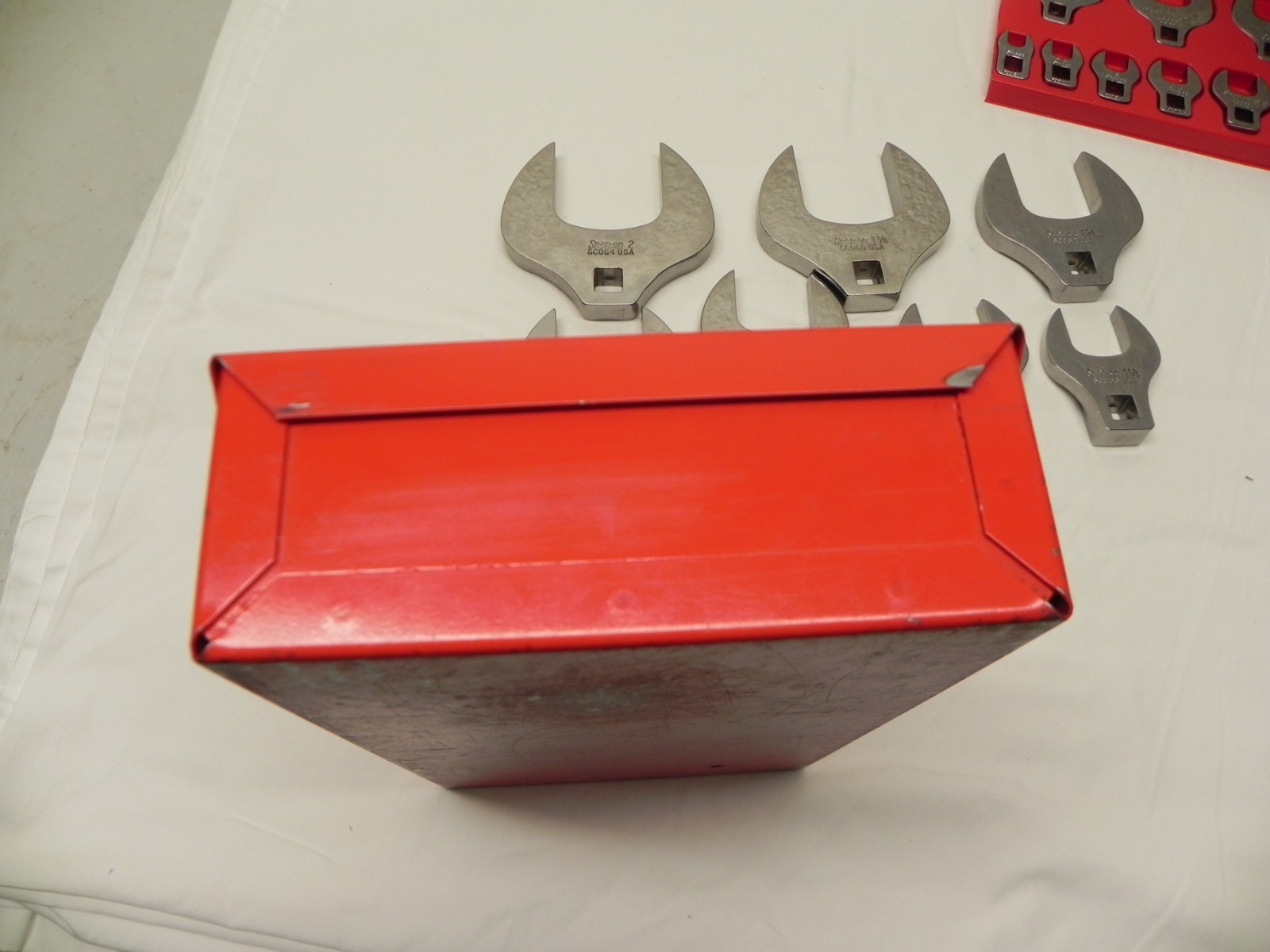 Snap-On 18 Pc 1/2» & 3/8» Dr SAE Open-End Crowfoot Wrench Set KRA40 Metal Box