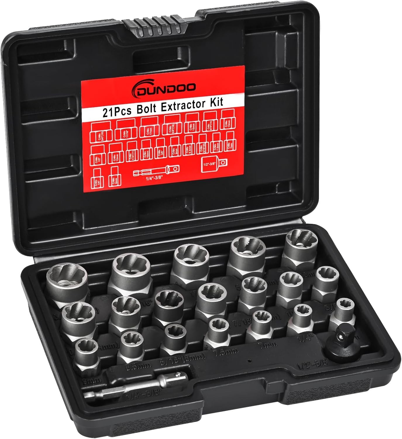 21-Piece Bolt Extractor Set – Cr-Mo Steel Stripped Nut & Bolt Removal Tool
