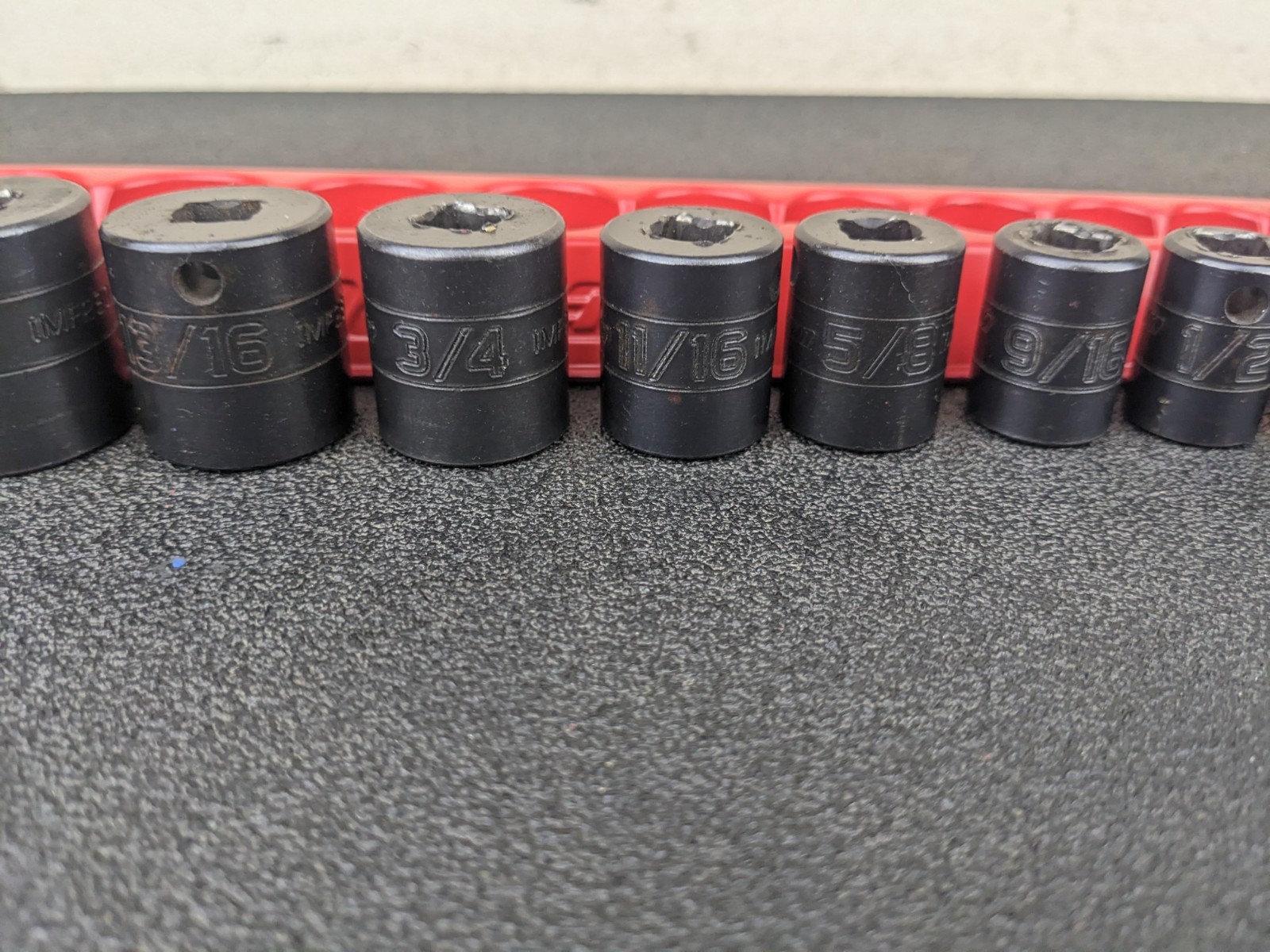 #bm391 Snap On Tools 12 Piece SAE Short 3/8 Impact Sockets Shallow Sockets