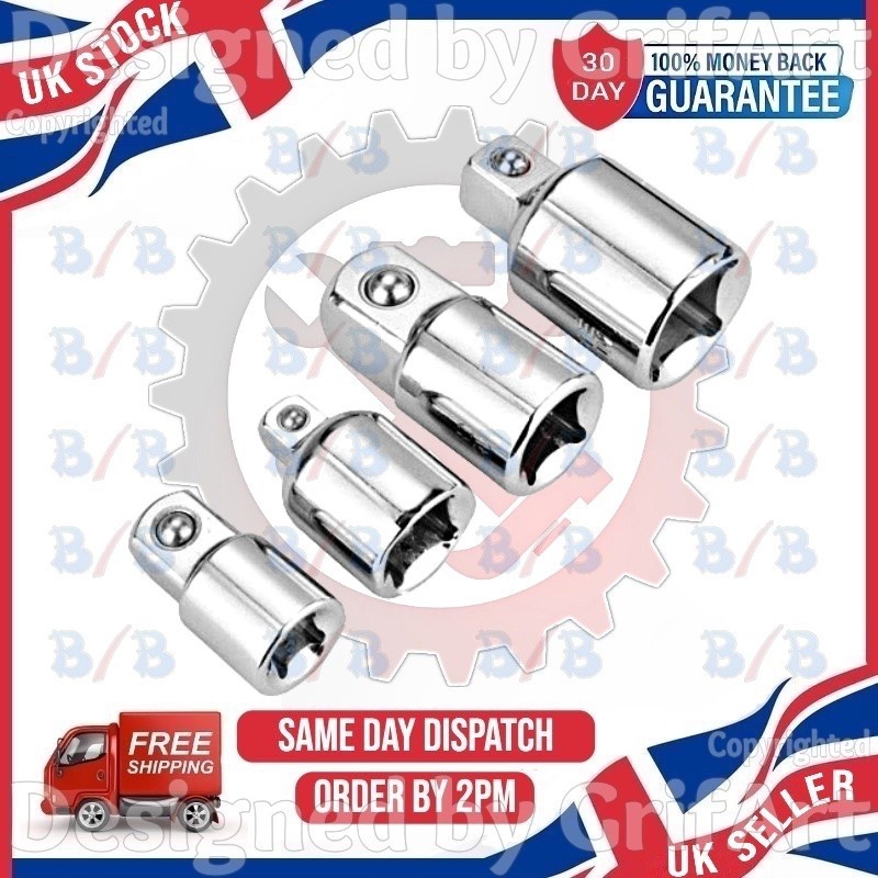 SOCKET ADAPTOR CONVERTER REDUCER 1/2″ 3/8″ 1/4″ DRIVE STEP UP DOWN ADAPTER SET
