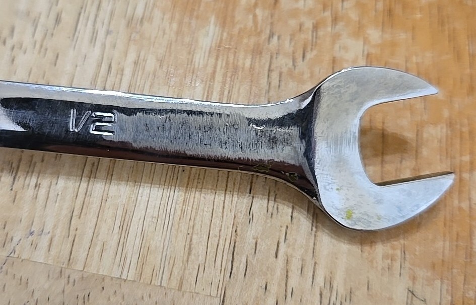 Snap On 7/16″-1/2″ Chrome Low Torque Slime Line Open End Wrench LTA1416