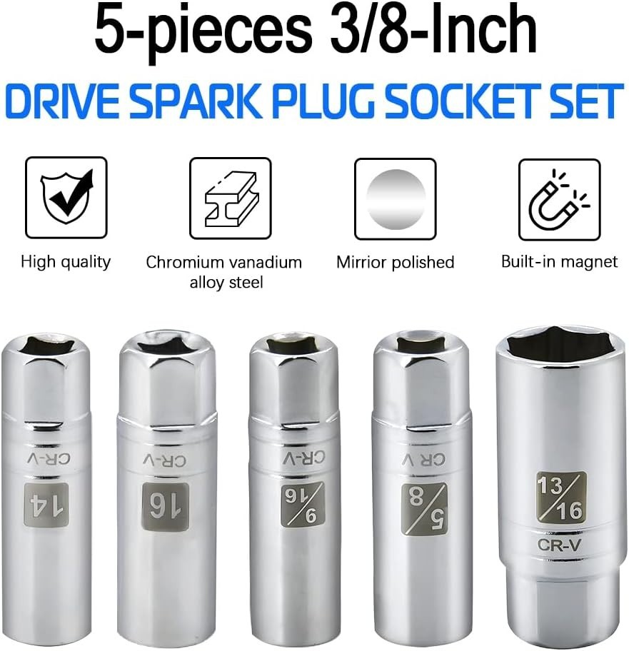 High Performance Magnetic Spark Plug Socket Set – Easy Installation, 5 Pieces
