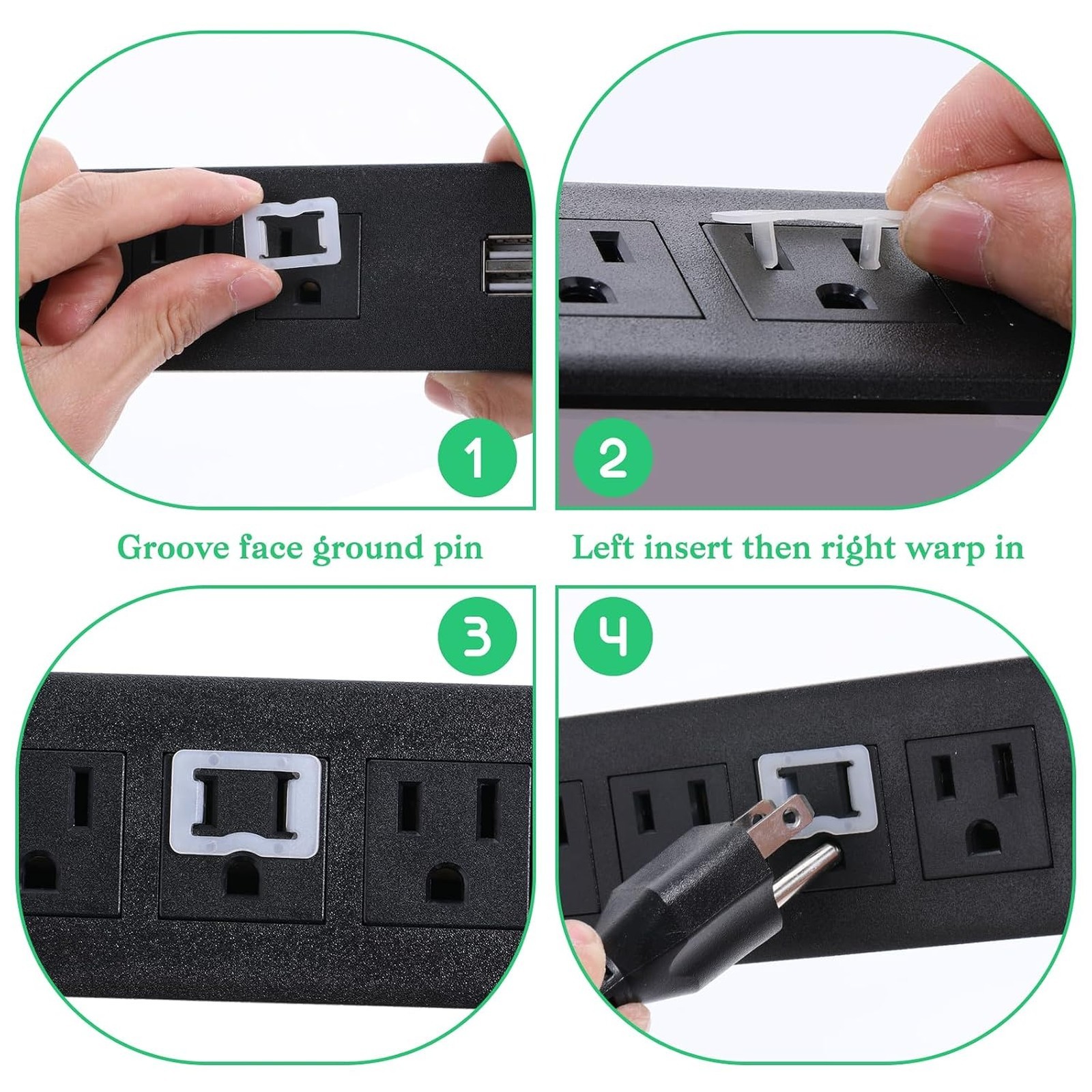 20 Pcs Plastic Two Prong Loose Outlet Fix Plug Safe Secure Power Socket