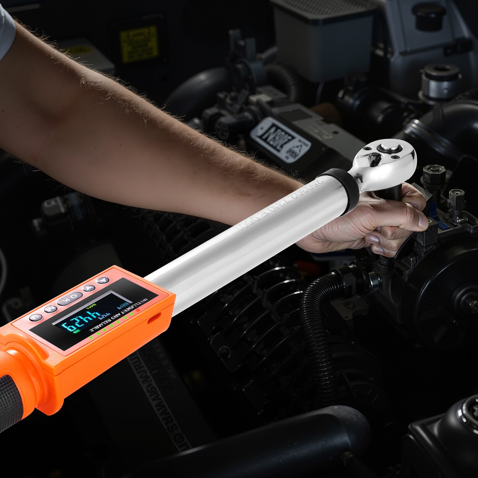 VEVOR Digital Torque Wrench Set 2Pieces 1/2 3/8 In Drive 72-Tooth Electronic LED