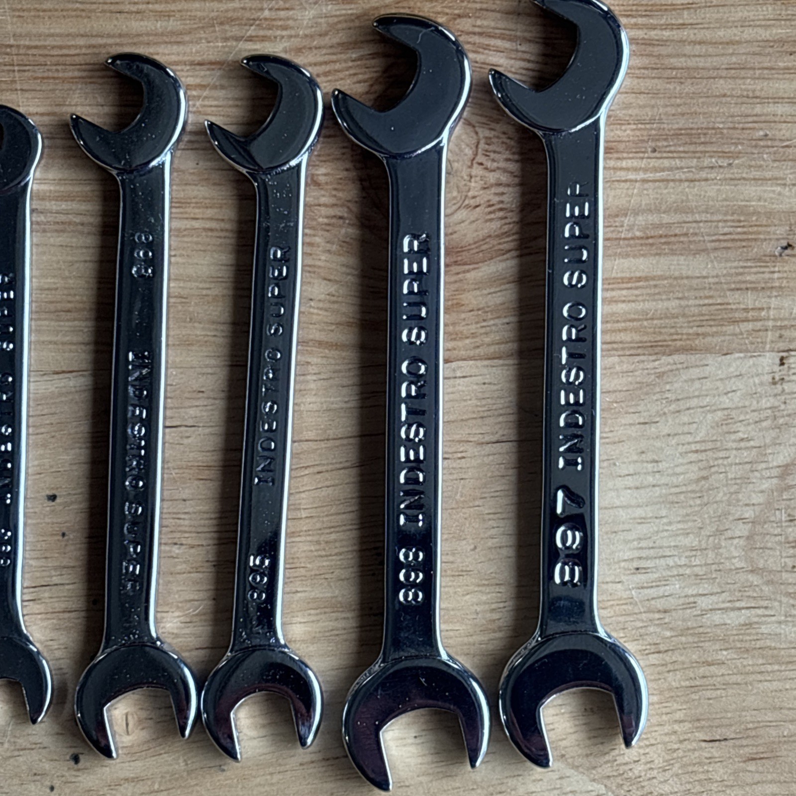 Indestro Super SAE 4 Way Angle Open End Ignition Wrench Set No. 888 Vtg USA READ