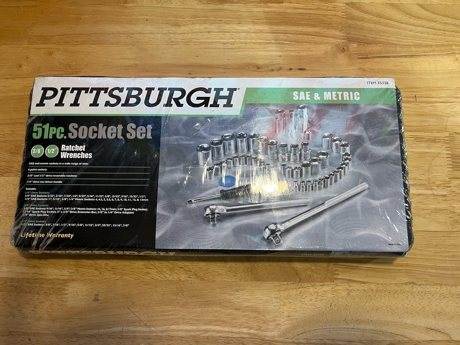 Pittsburgh Tools 3/8” & 1/2” Drive Socket Set. 51 Pieces. Factory Sealed.