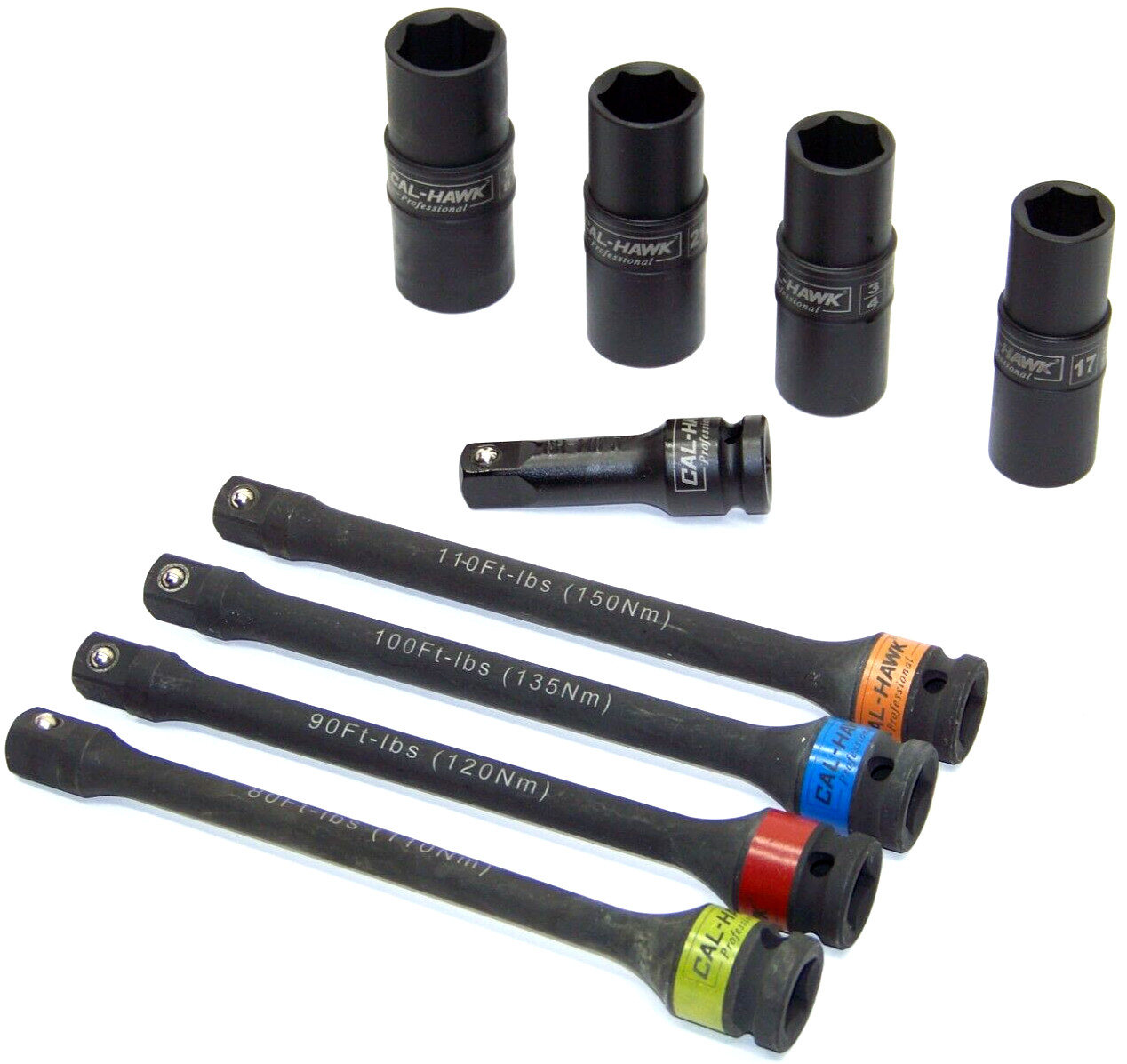9-pc 1/2″Dr Flip Impact Lug Nut Socket Metric/SAE with Torque Extension Bar Set