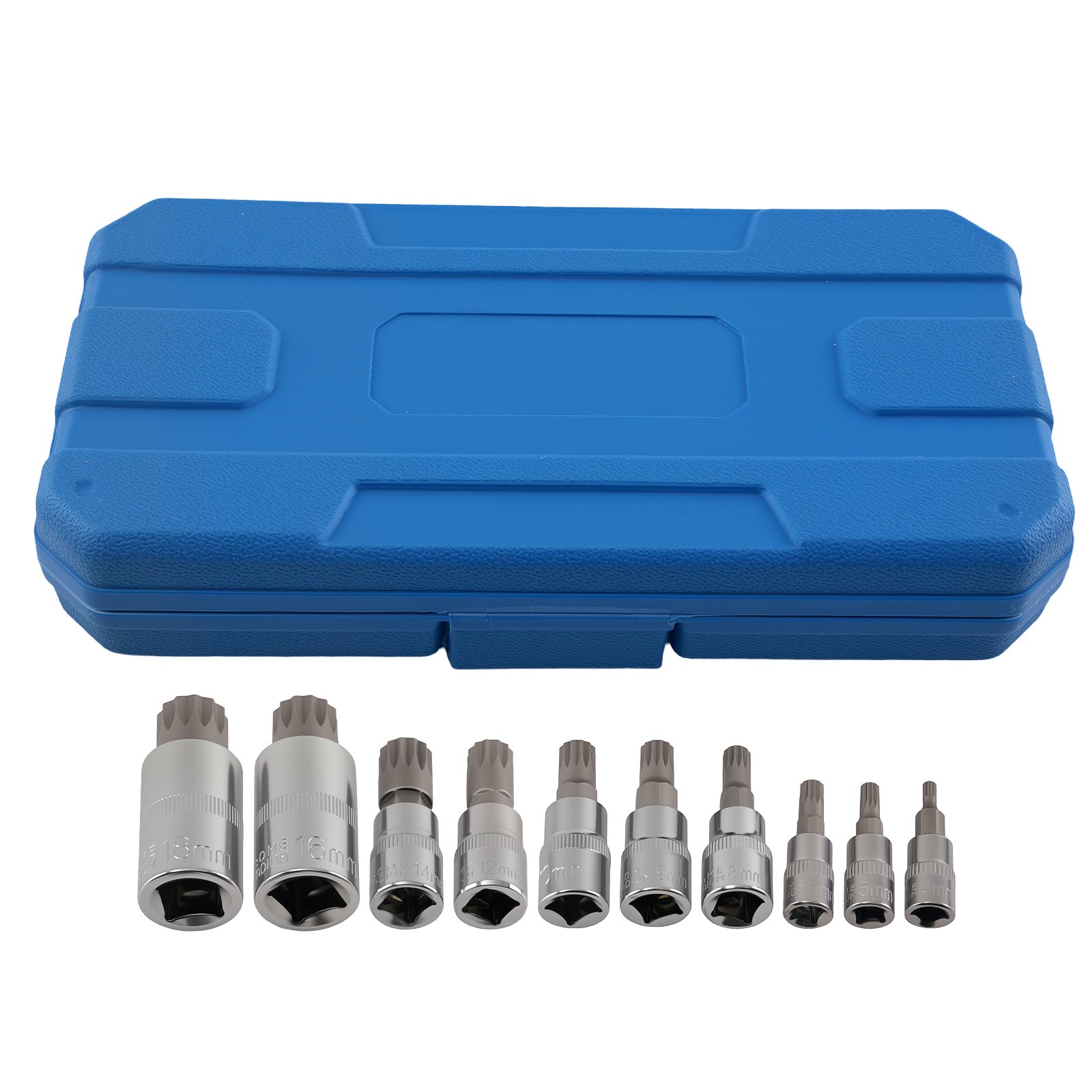 10 pcs Triple Square Spline Bit Socket Set M4 to M18 1/4″ 3/8″ 1/2″ Drive