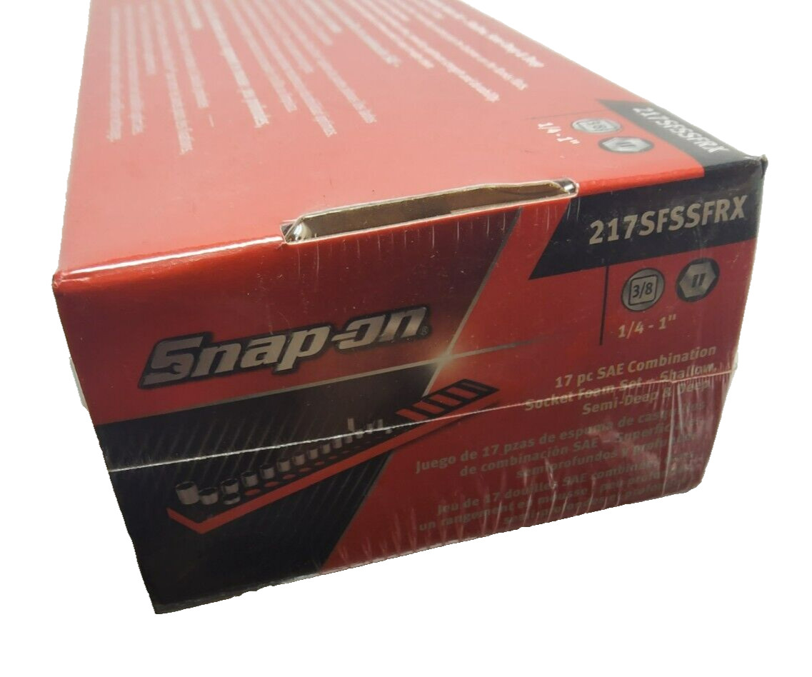 New Snap-on™ 3/8″ dr 17pc 1/4″ thru 1″ Foam Semideep Foam Socket Set with Extras