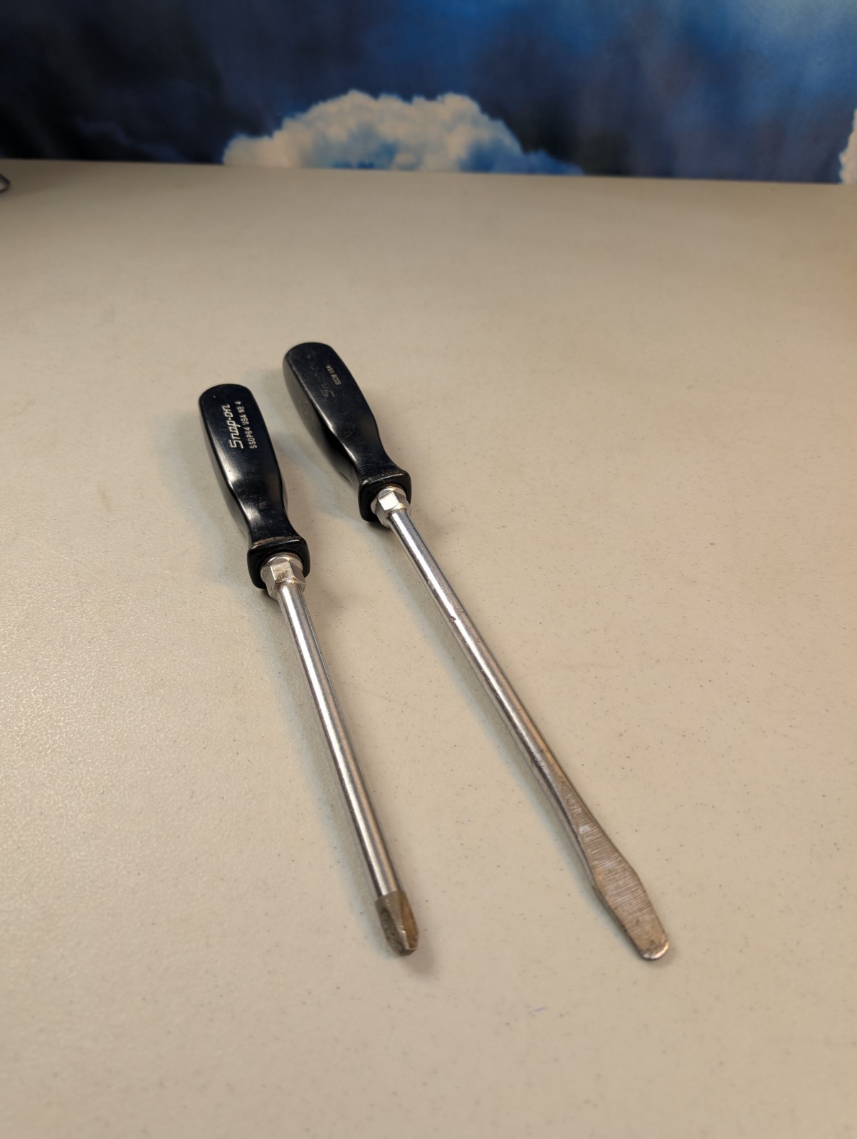Snap-On SSDP64 #4 Phillips Screwdriver & SSD8 Flat Slotted Black Hard Handle USA