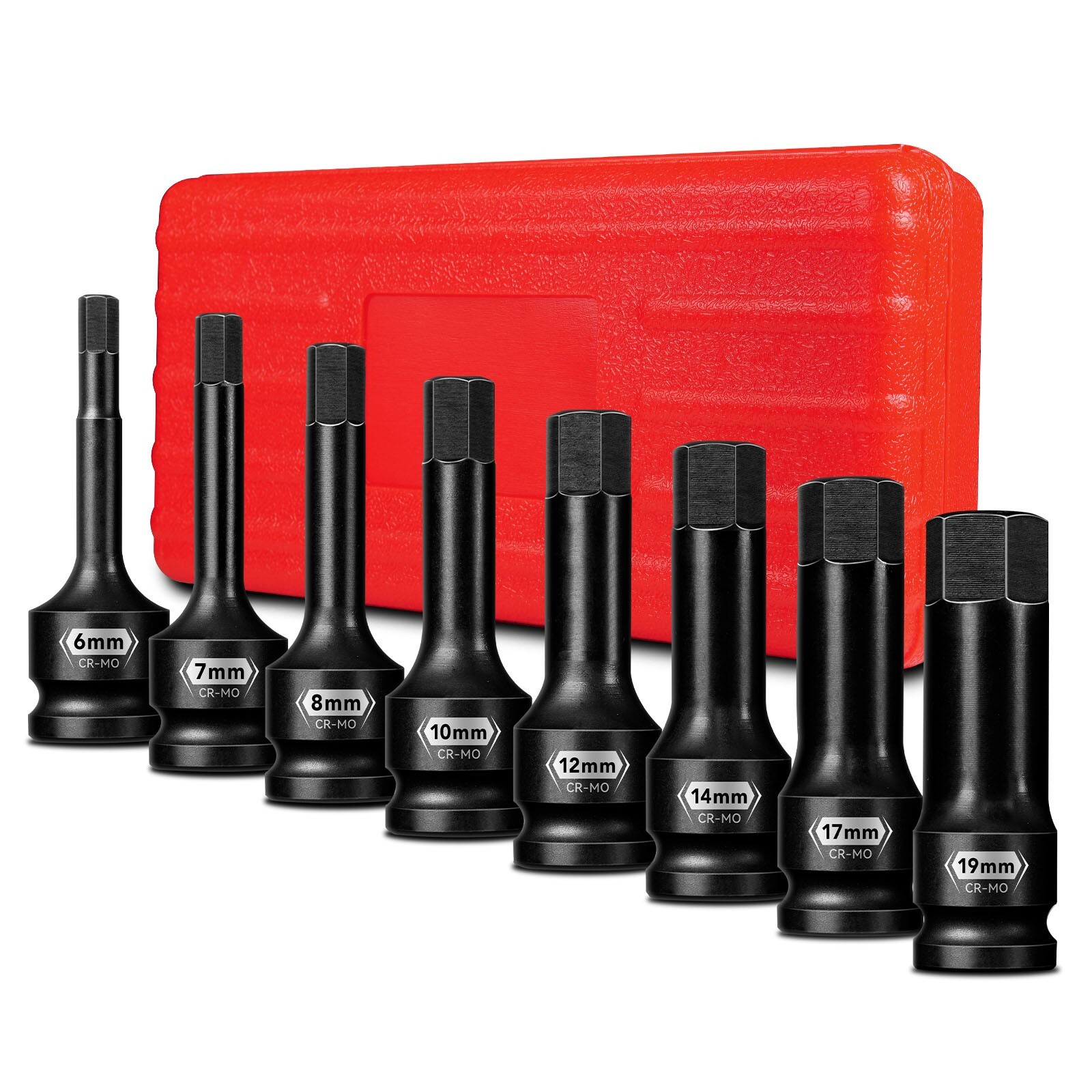 8 PCS 1/2 Inch Drive Allen Impact Socket Set, Metric Hex Socket 6 mm to 19 mm,