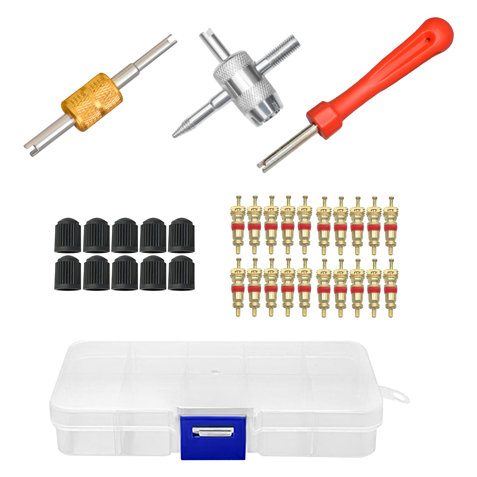 33-Piece Valve Core Removal Tool Kit Tire Valve Stem Valve Core Repair Tool