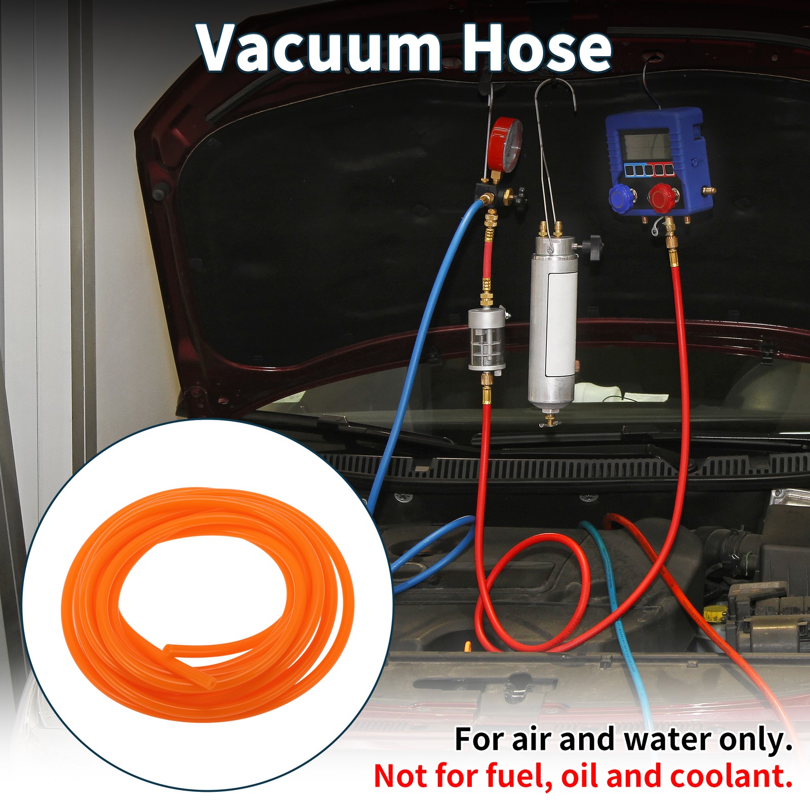 Orange 15/32″ 4mmx3mm 130PSI 1pc Car Vacuum Tube