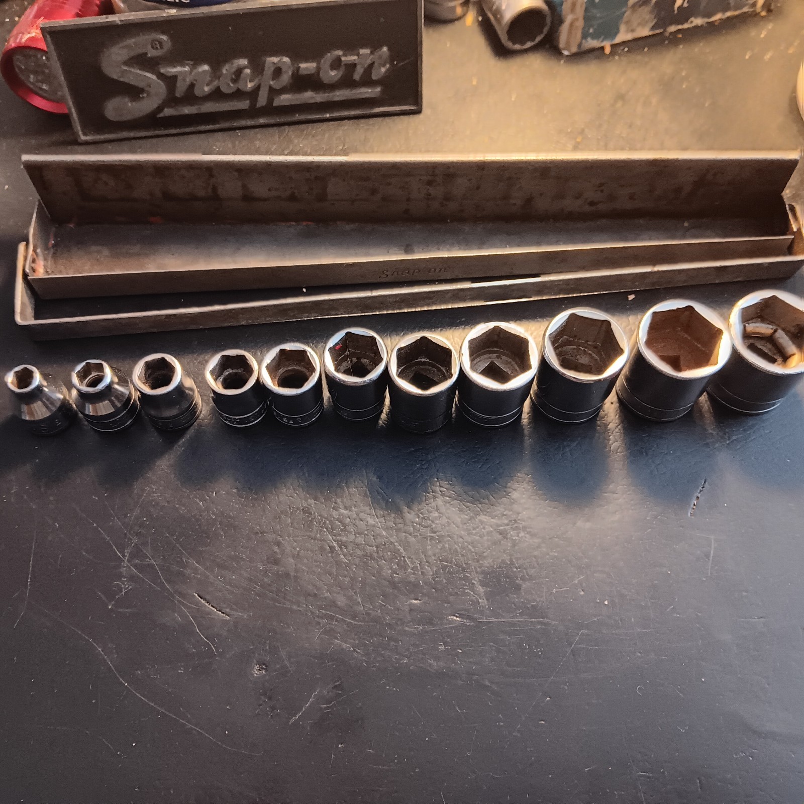 Snap On Shallow 3/8″ Dr Socket Set W/tray 1/4″-7/8″(11pcs) 6pt NICE