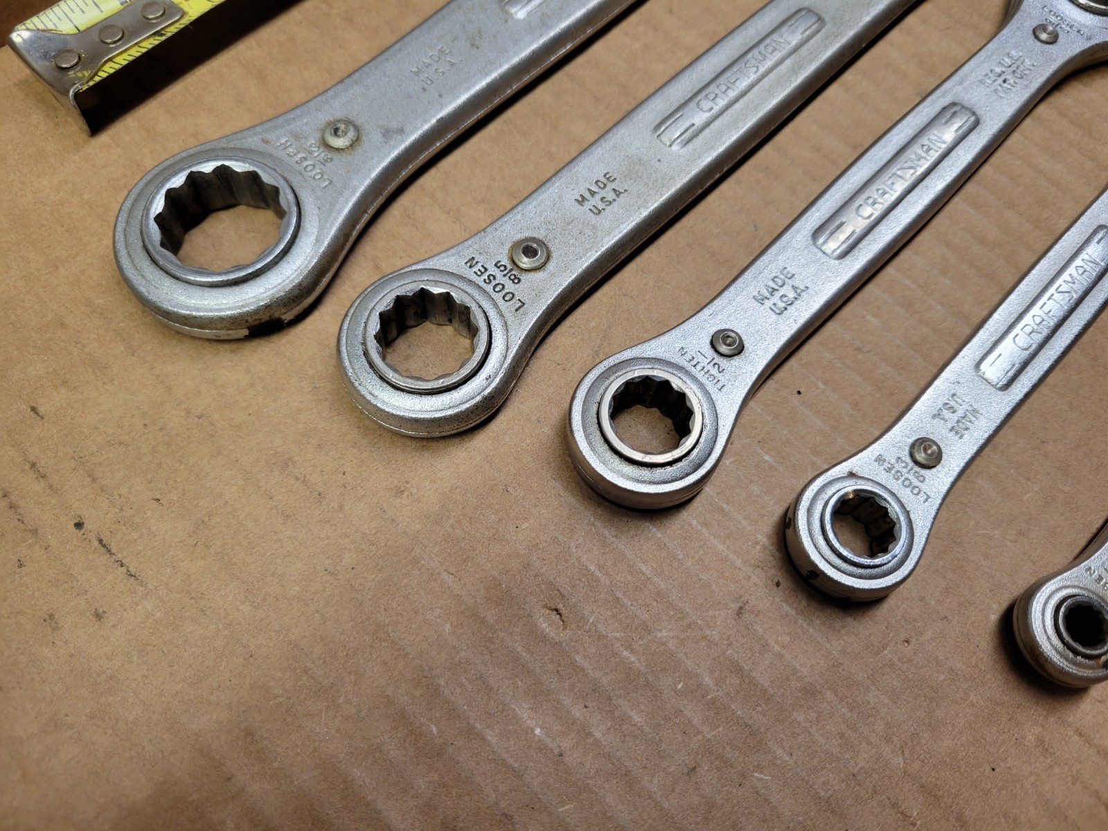 Vintage Craftsman USA 5-Piece ratcheting Box End Wrench Set