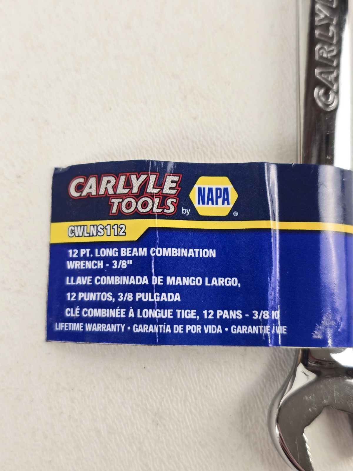 NAPA Carlyle SAE Combination Wrench 12 Pt 3/8″ CWLNS112 Polish Chrome Non Slip