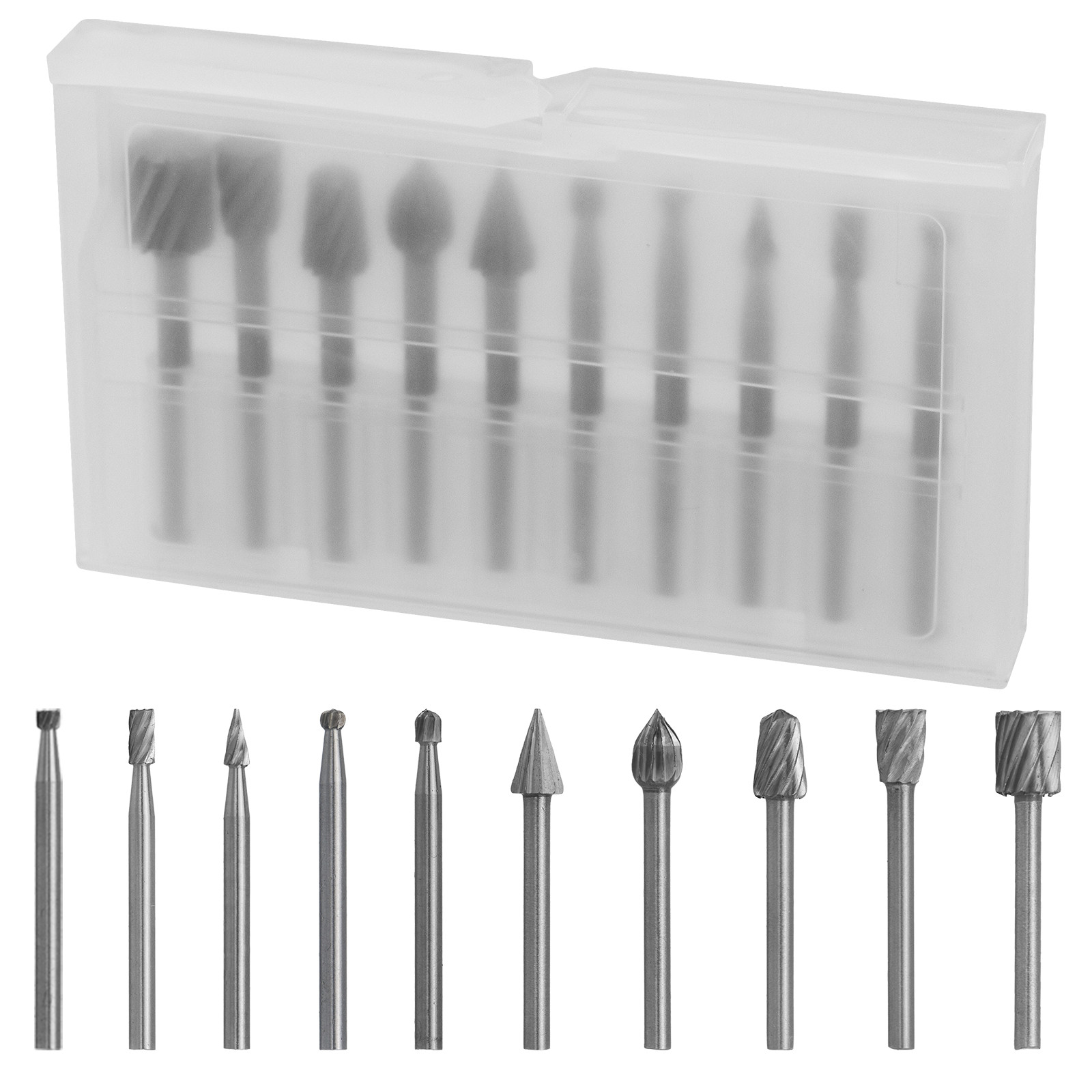 10Pcs Diamond Burr Bits Drill Set Rotary Multi Tool Accessories Kit For Dremel