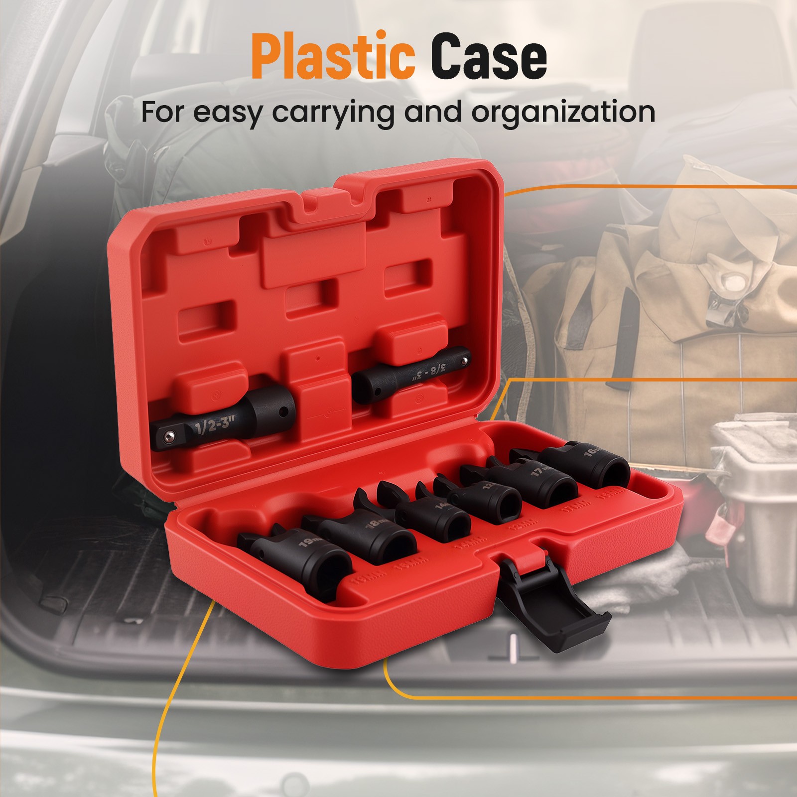 180° Flex Head Line Wrench Set 12-19mm for Brake Fuel System Service 8PC Kit