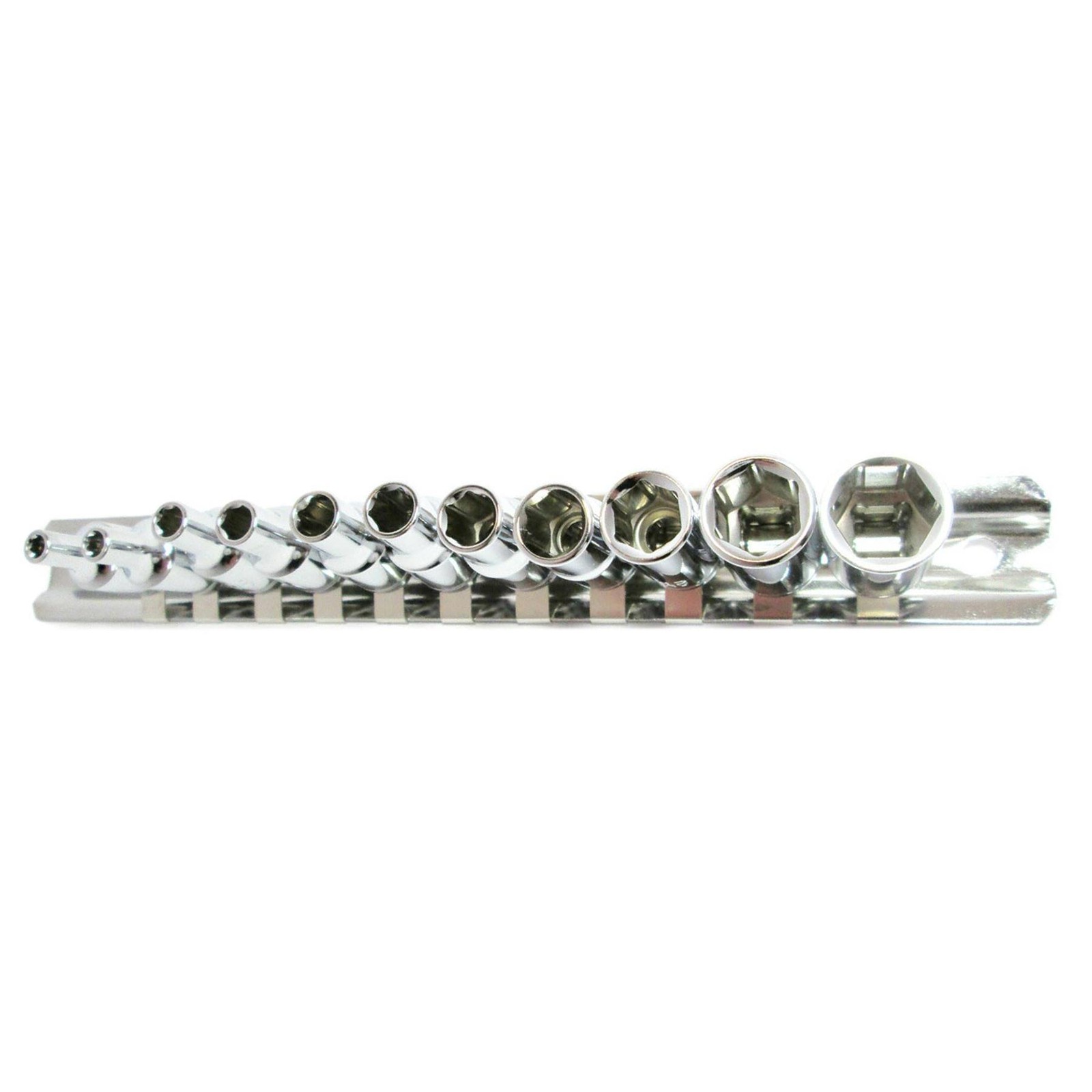 11pc 1/4″ Drive Female Socket Set CR-V Ba0-Ba10 with Rail For Cars & Bikes
