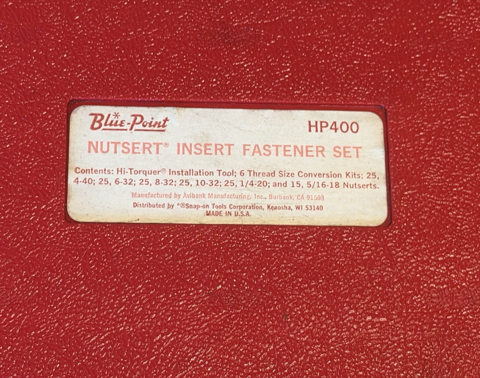 Blue-Point Snap-On HP 400 Insert Fastener Set with case