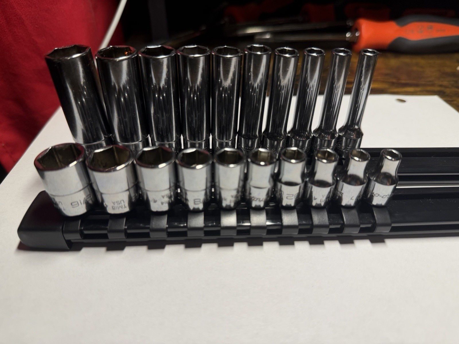 Snap-on Tools USA NEW 20pc 1/4″ Drive 6PT SAE Shallow Deep Socket Set 120STTM