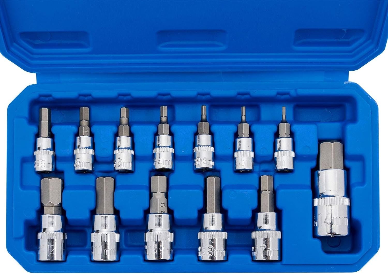Versatile Hex Bit Socket Set with S2 Steel – 13 Pieces 2mm to 14mm