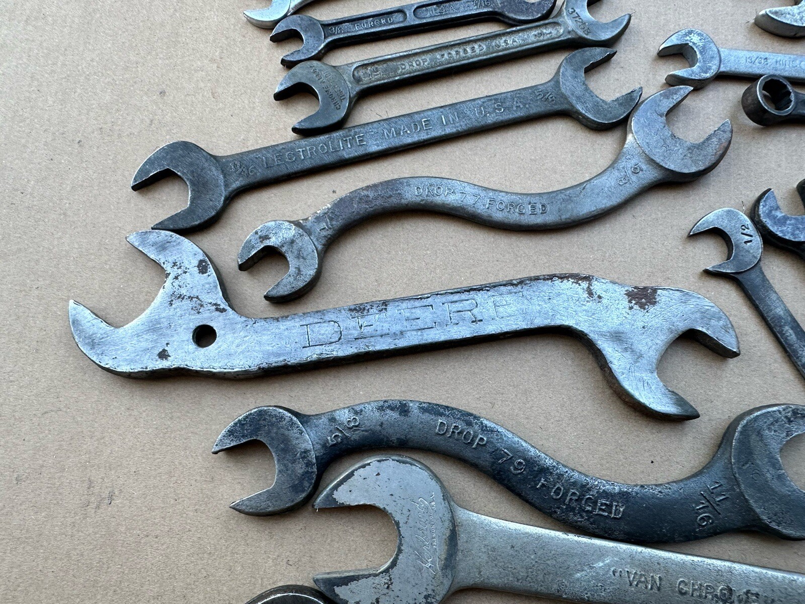 Vtg USA Combo Wrench Mixed Lot SAE Metric 6pt 12pt Deere Shelley Specialty Etc