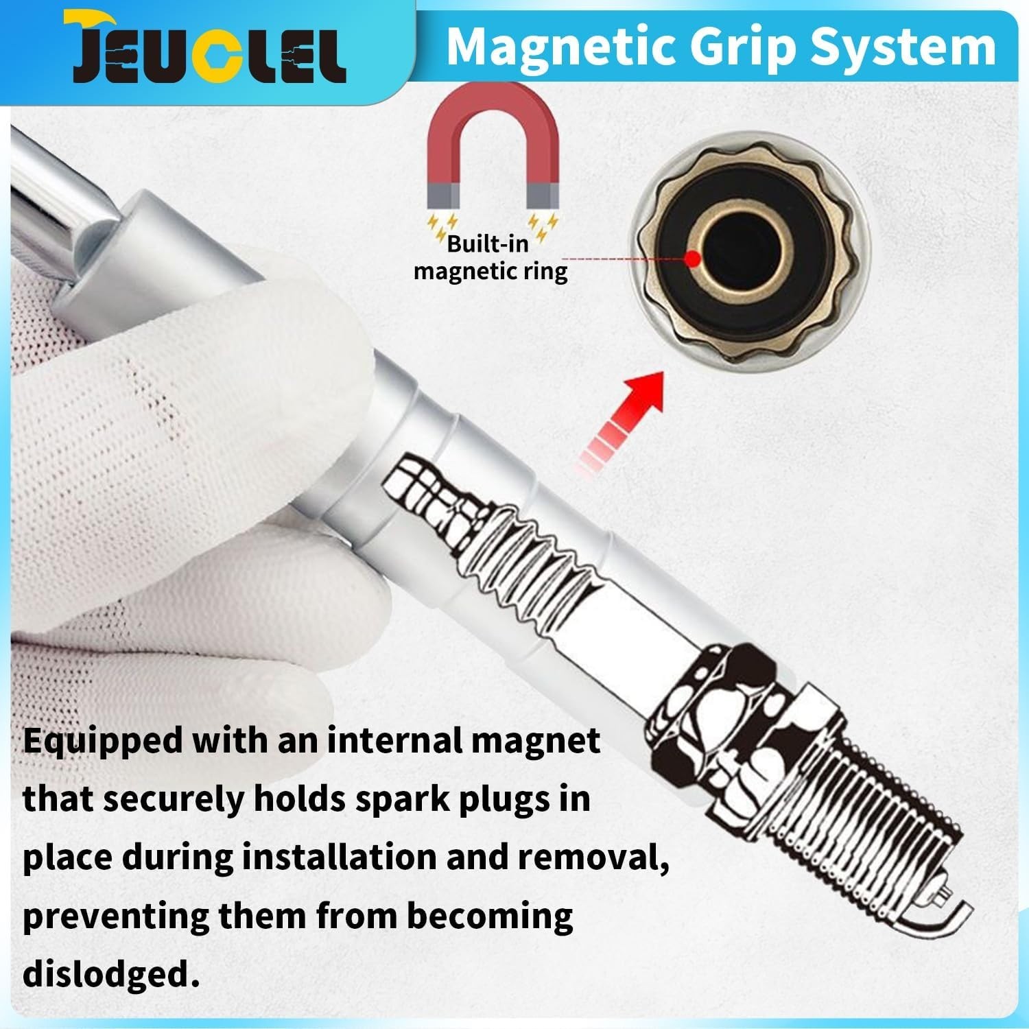 5PCS Magnetic Swivel Spark Plug Socket Set, 14mm Thin Wall Socket, 9/16″ 6-in…