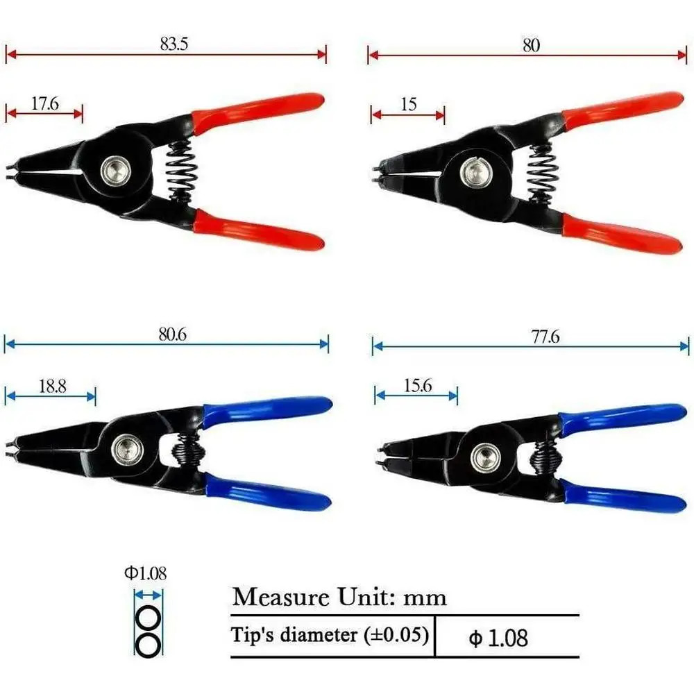 4pcs Mini Circlip Pliers Right Angled Beak Portable Snap Ring Circlip Pliers Set