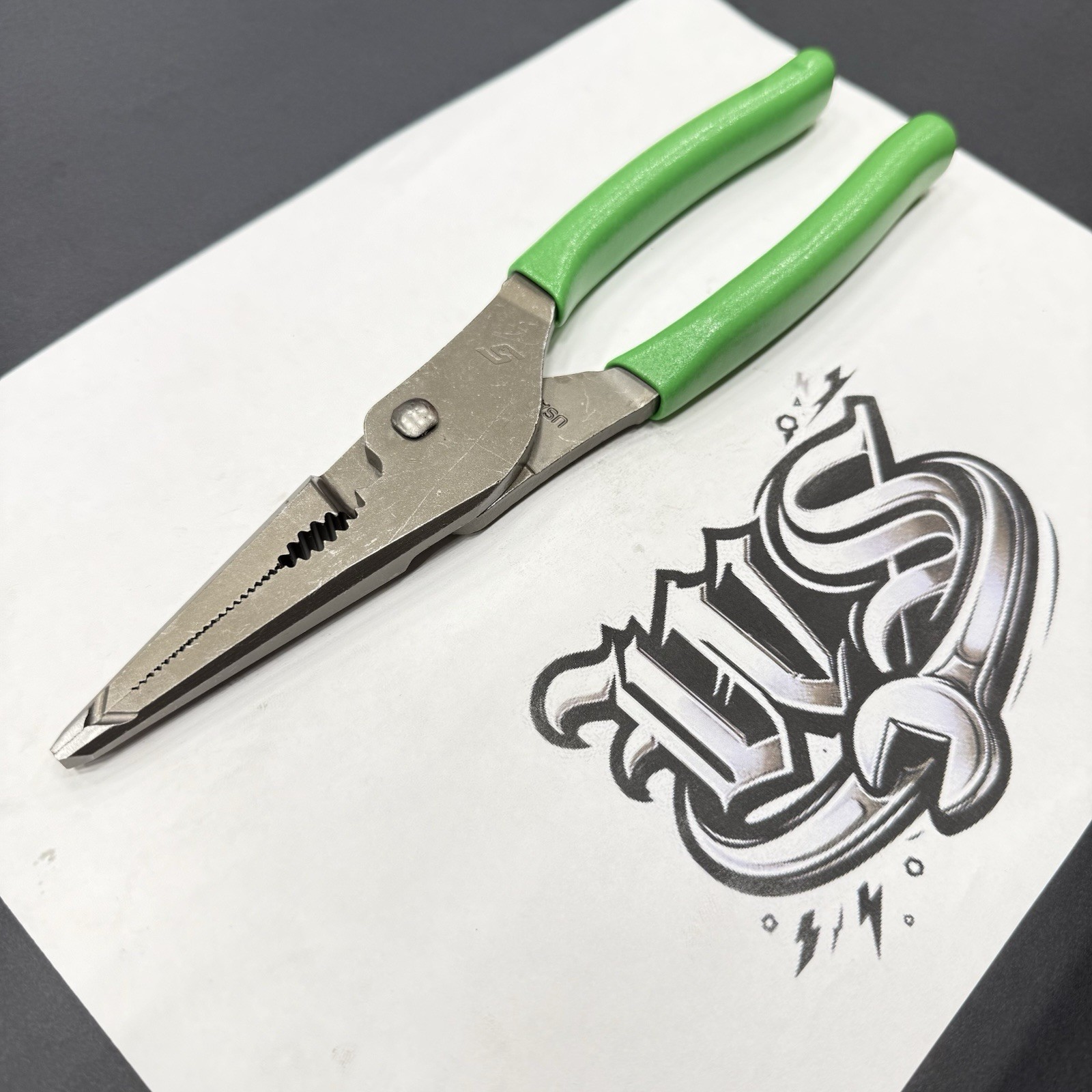 Snap-on Tools USA NEW GREEN 9″ Talon Grip Long Nose Slip Joint Pliers LN47ACF