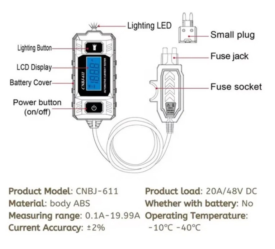 Automotive Circuit Fault Probe Tester,Portable High-Precision 20A 48V Car Tester