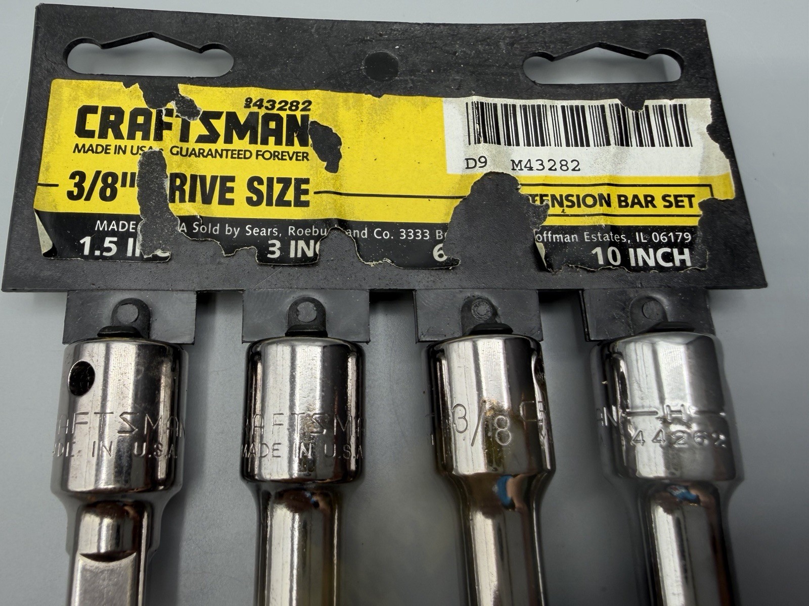 Sears Craftsman USA Nos 3/8” Extension Set 43282 1.5/3/6/10” H Series Vintage