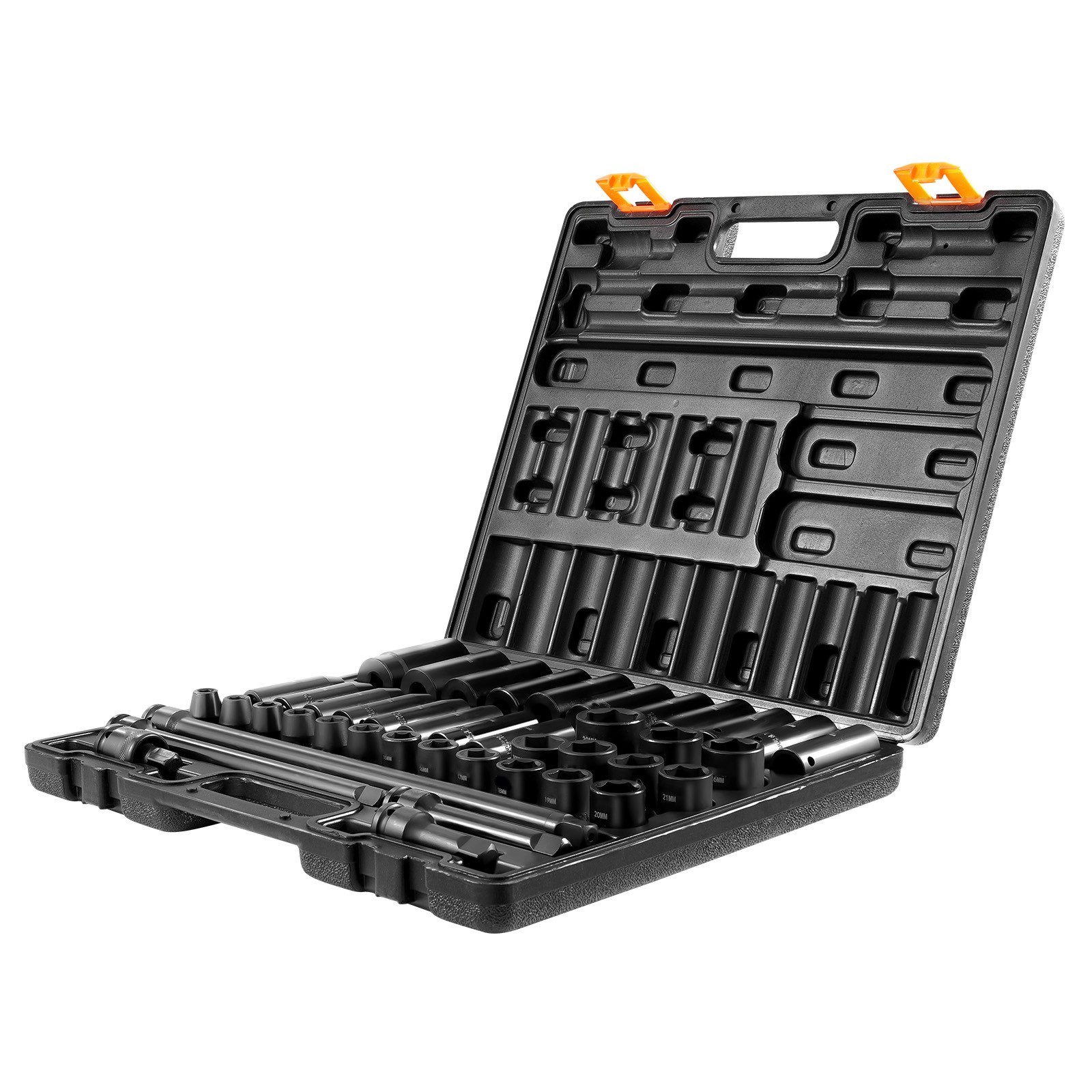 Impact Socket Set 1/2 Inch 43 Pcs Standard/Deep 9 to 30 MM 6-Point Extension Bar
