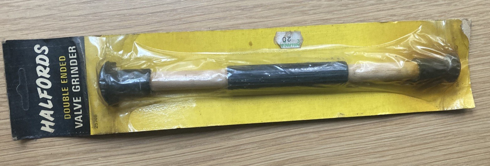 Vintage Halfords Valve Grinding Stick Lapping Tool Wooden Shaft Double Ended