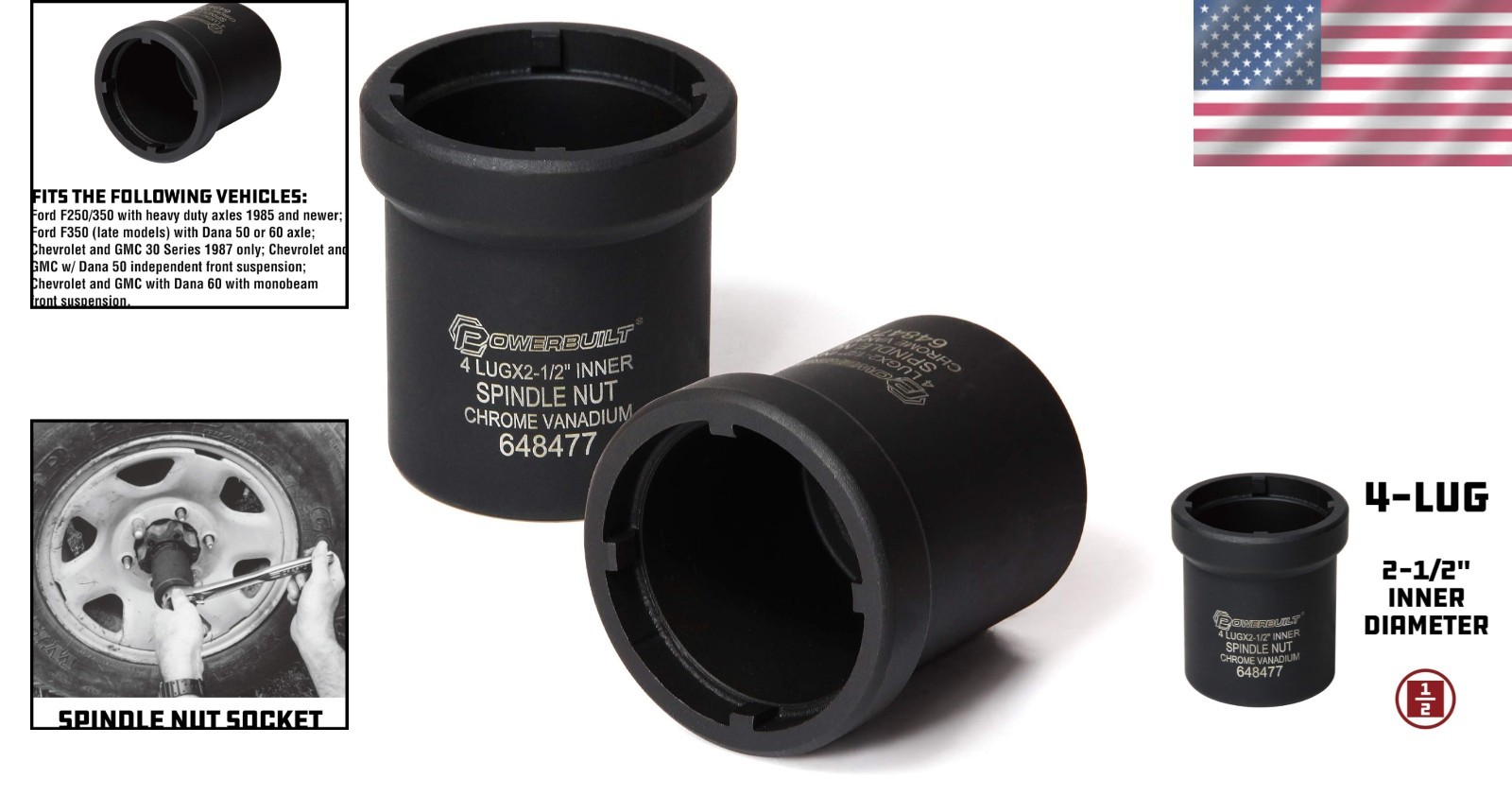 Durable Spindle Nut Socket – Ford, Chevy, GMC – 4-Lug Design