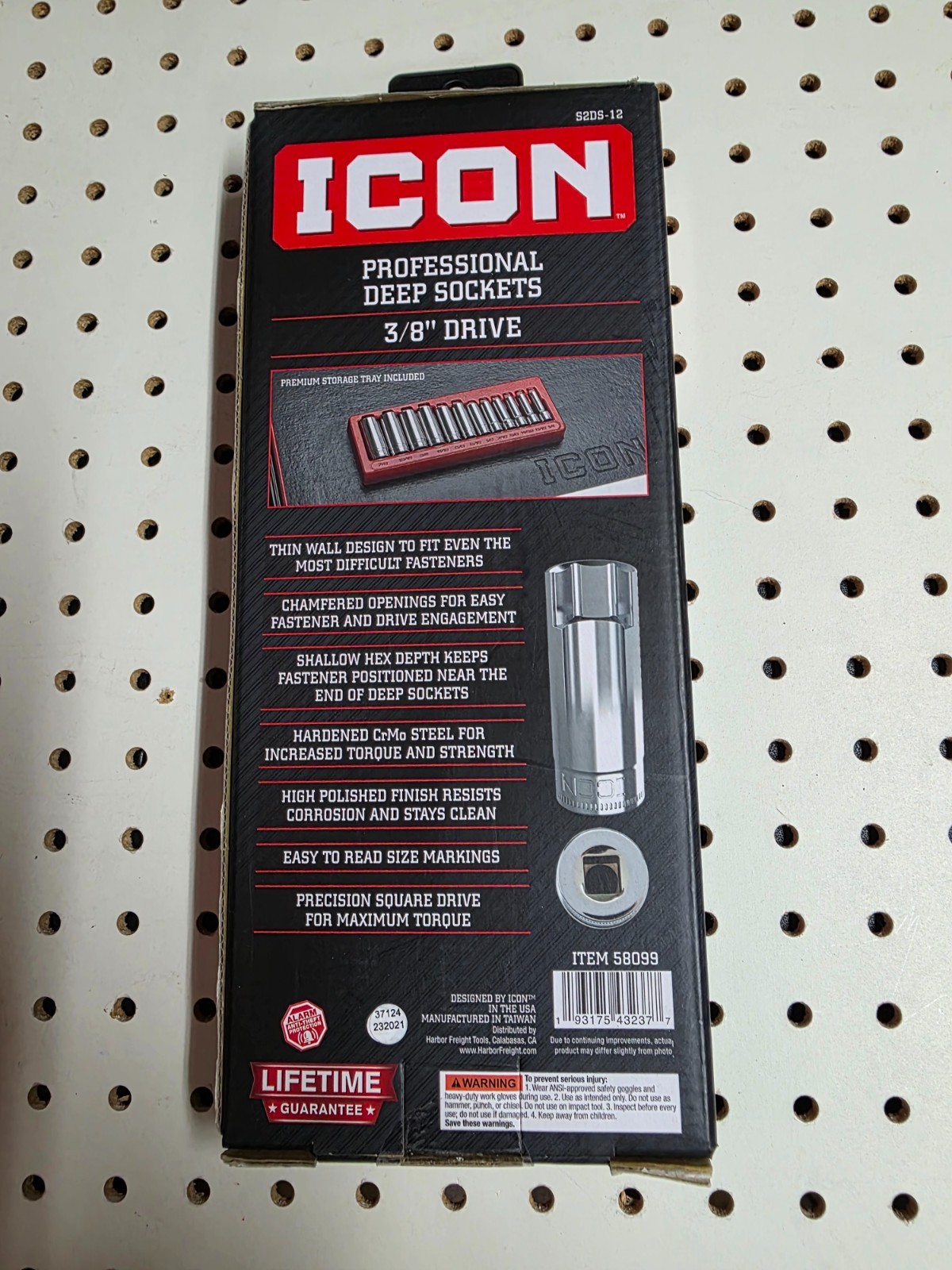 ICON S2DS-12 3/8 in. Drive SAE Professional Deep Socket Set 12-Piece NEW (58099)